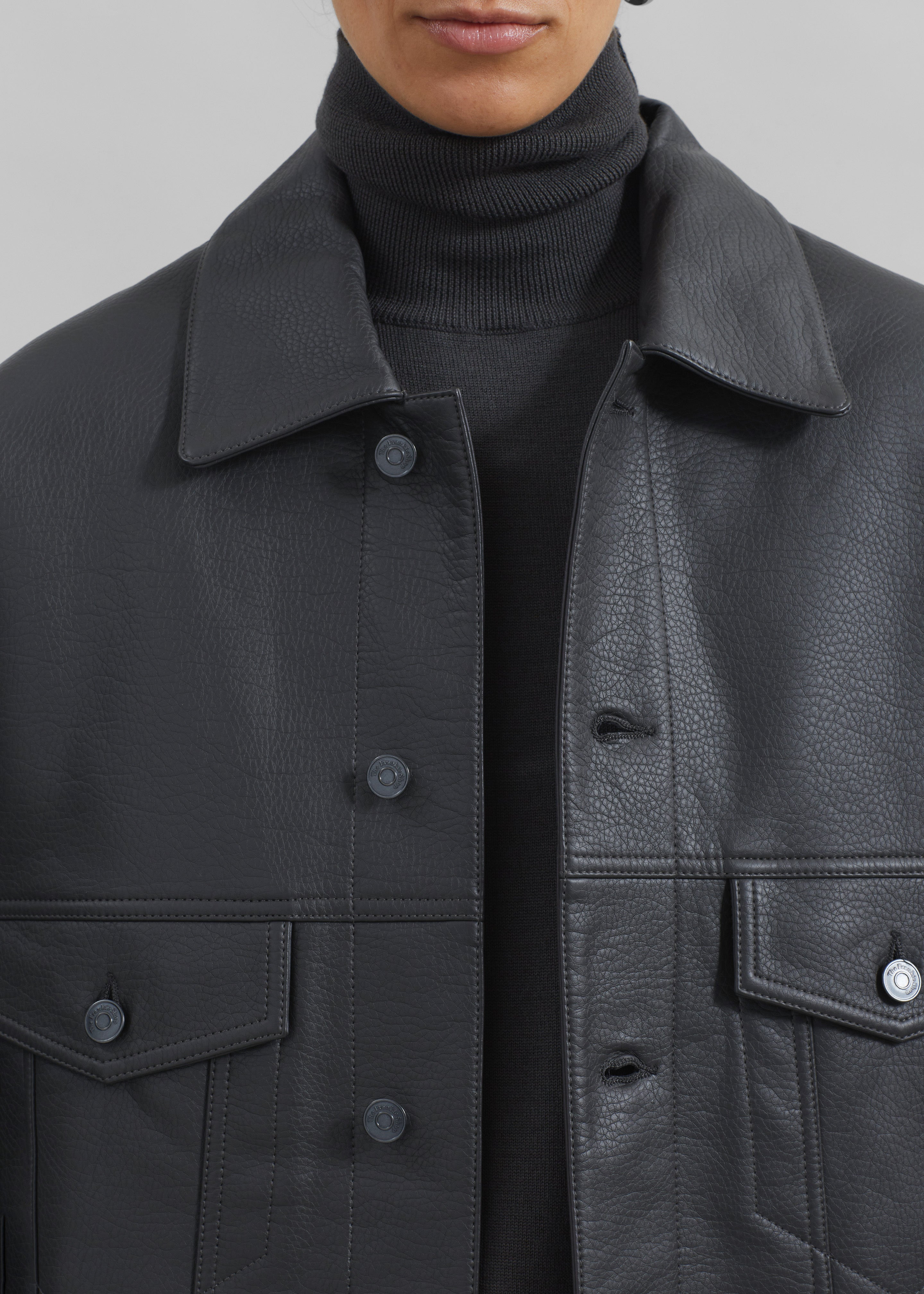 Conan Faux Leather Jacket - Dark Grey – The Frankie Shop