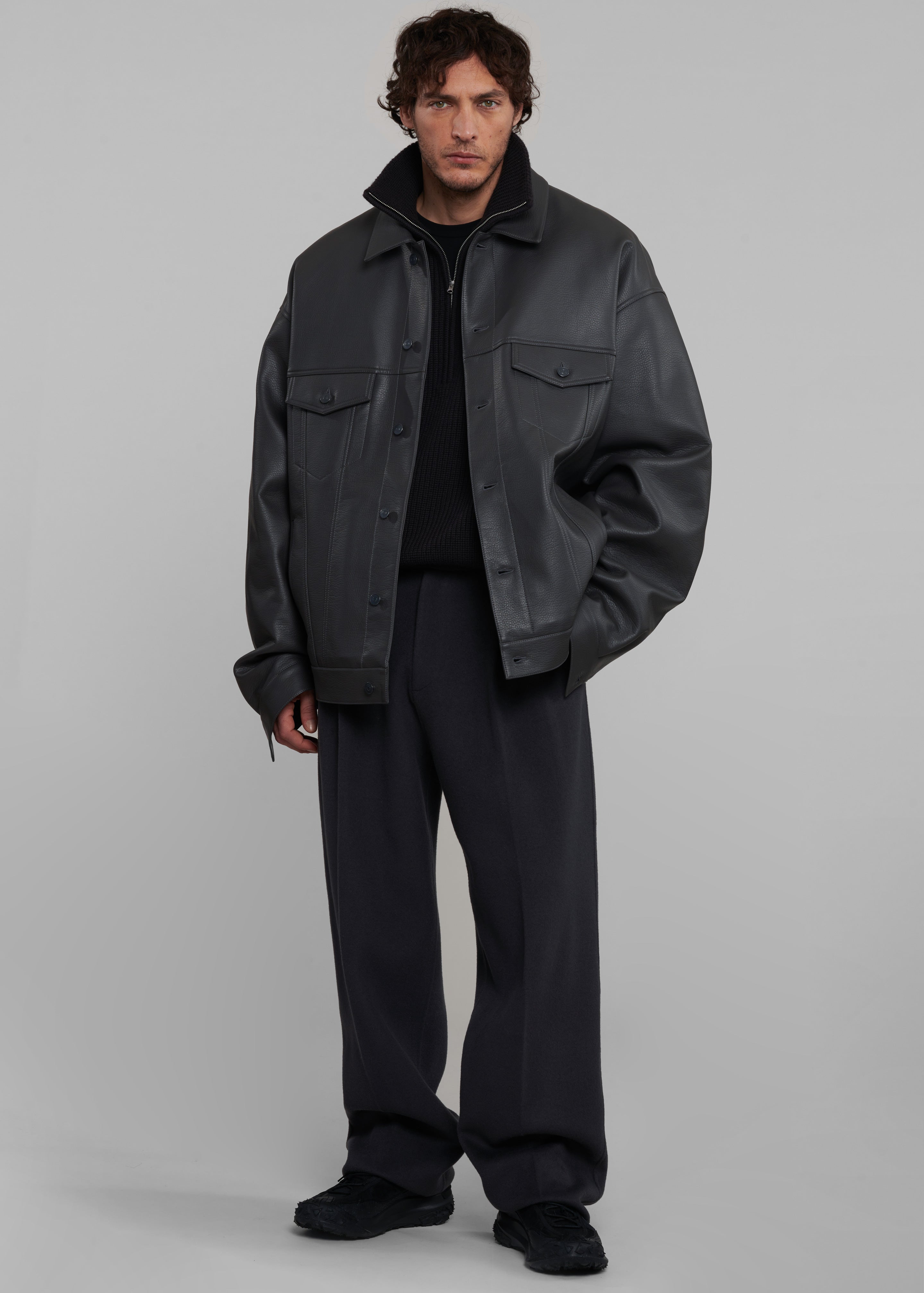 Conan Faux Leather Jacket - Dark Grey – The Frankie Shop