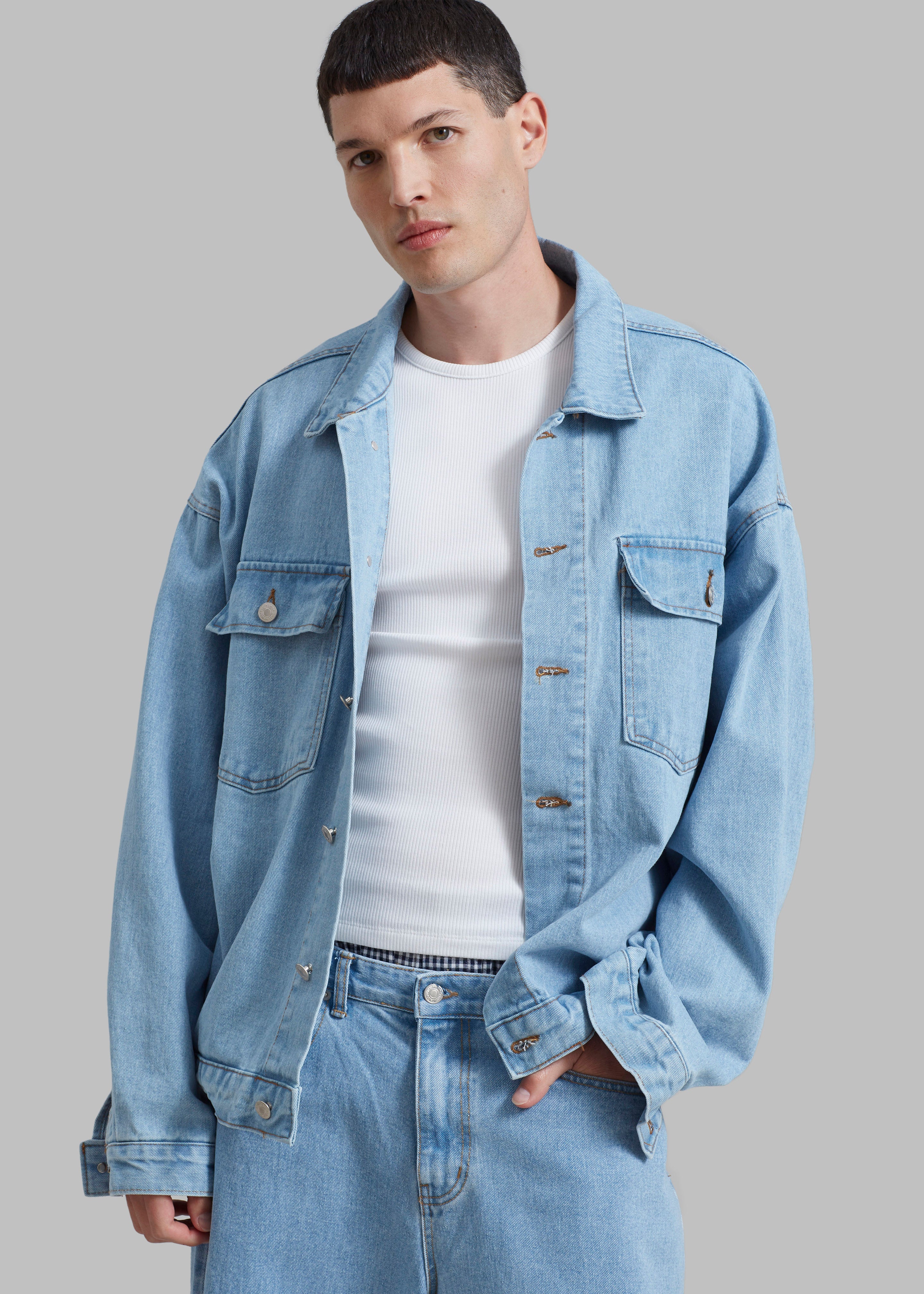 Connor Oversized Denim Jacket - Worn Wash – The Frankie Shop