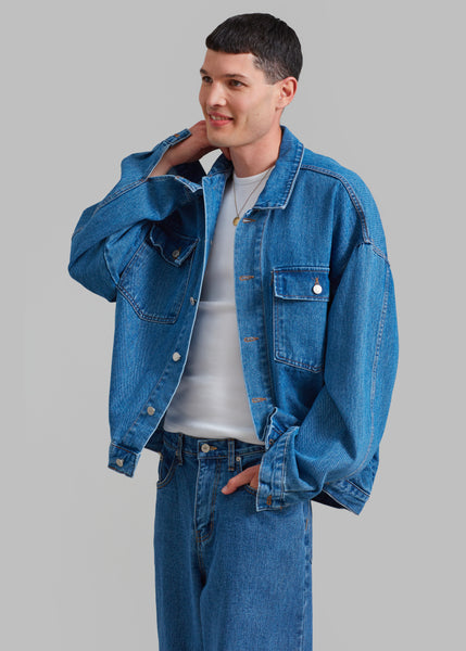 Connor Oversized Denim Jacket - Medium Wash – The Frankie Shop