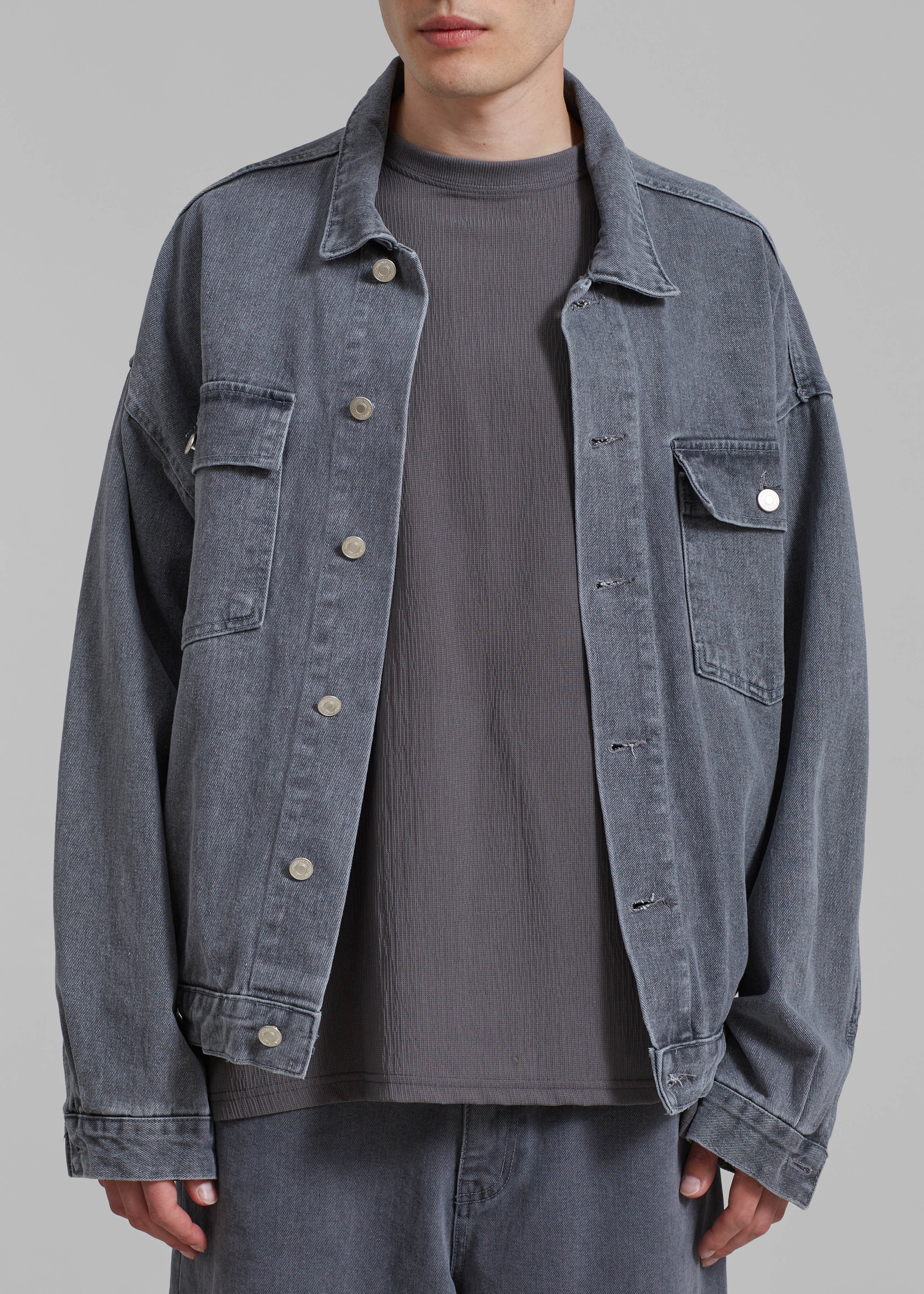 Connor Oversized Denim Jacket Grey Wash