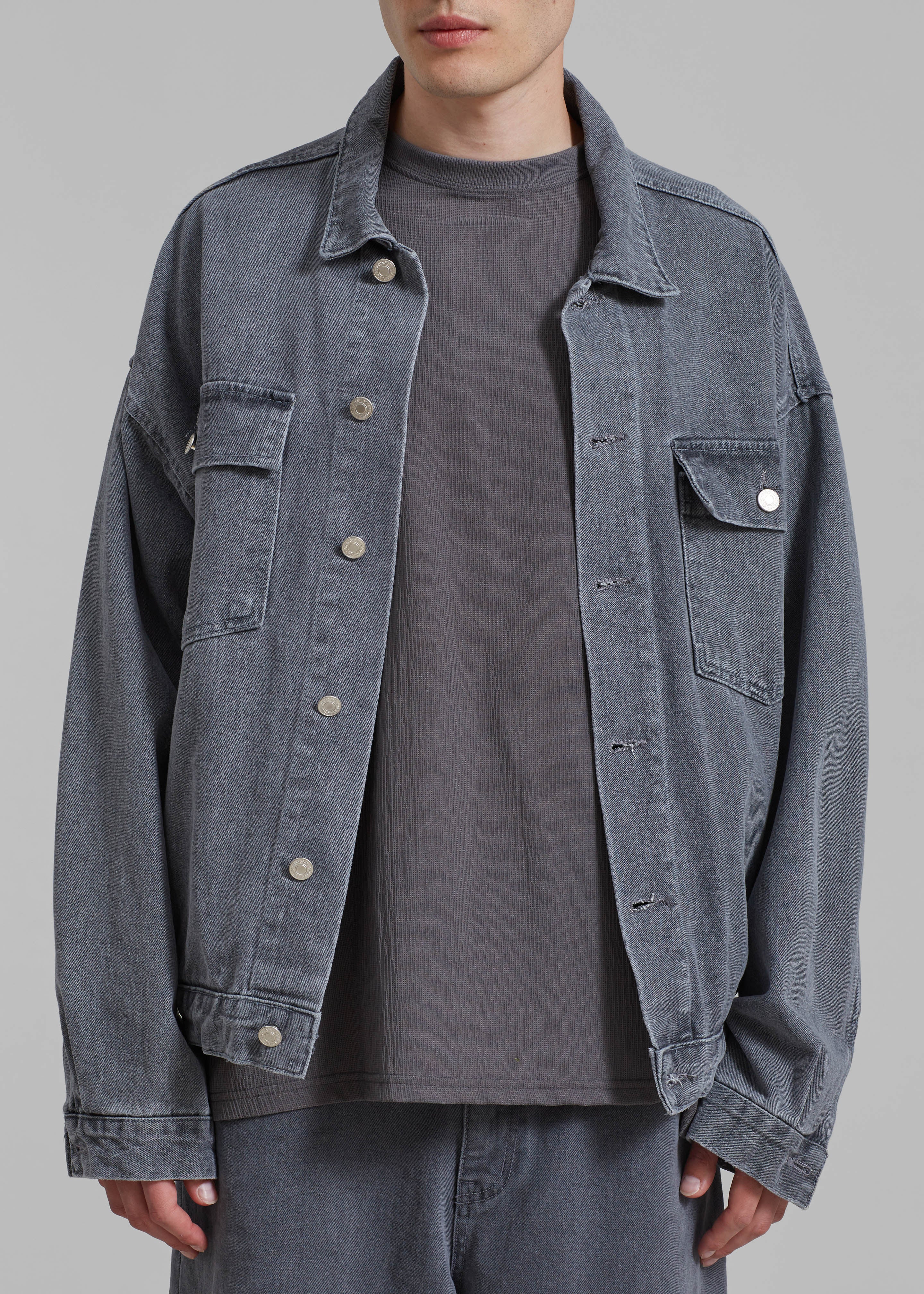 Connor Oversized Denim Jacket - Grey Wash - 2