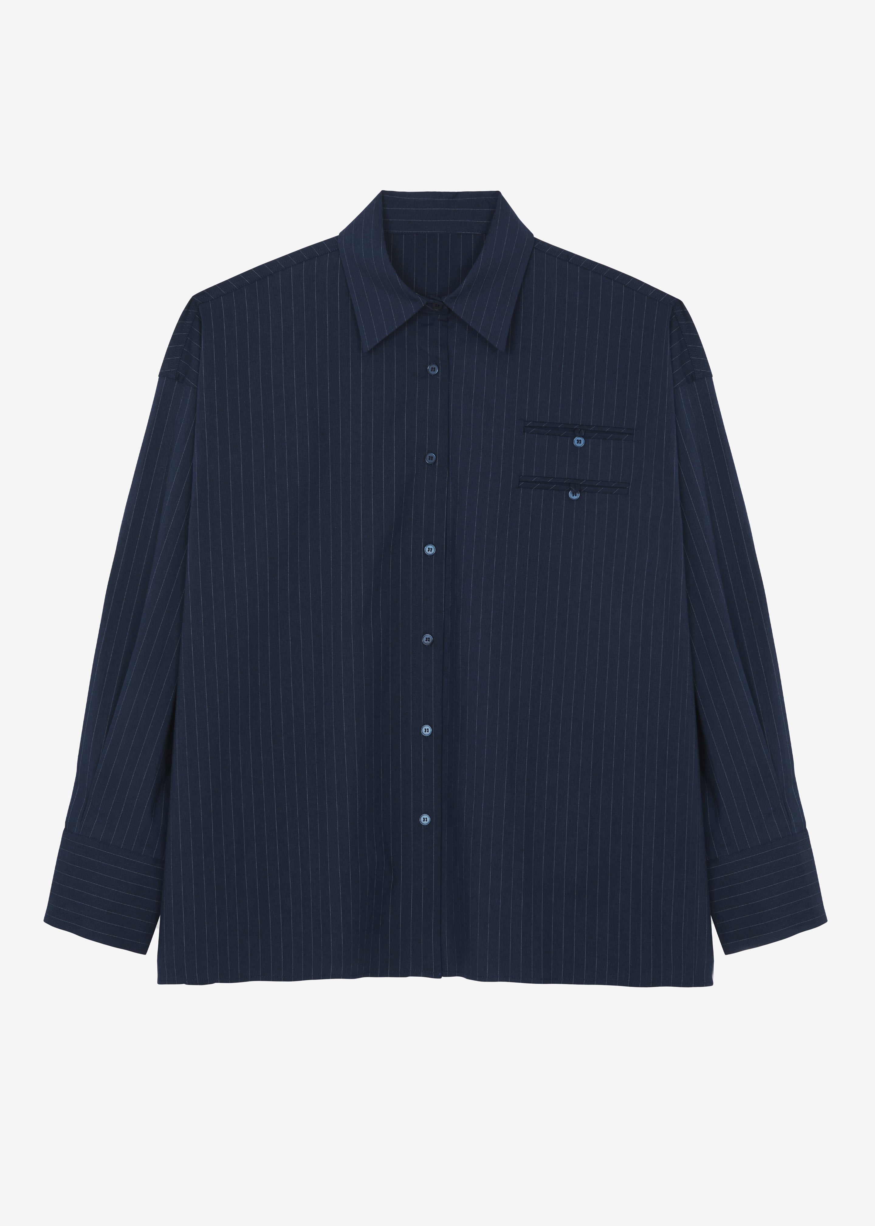 Conrad Button Up Shirt - Navy Pinstripe - 11