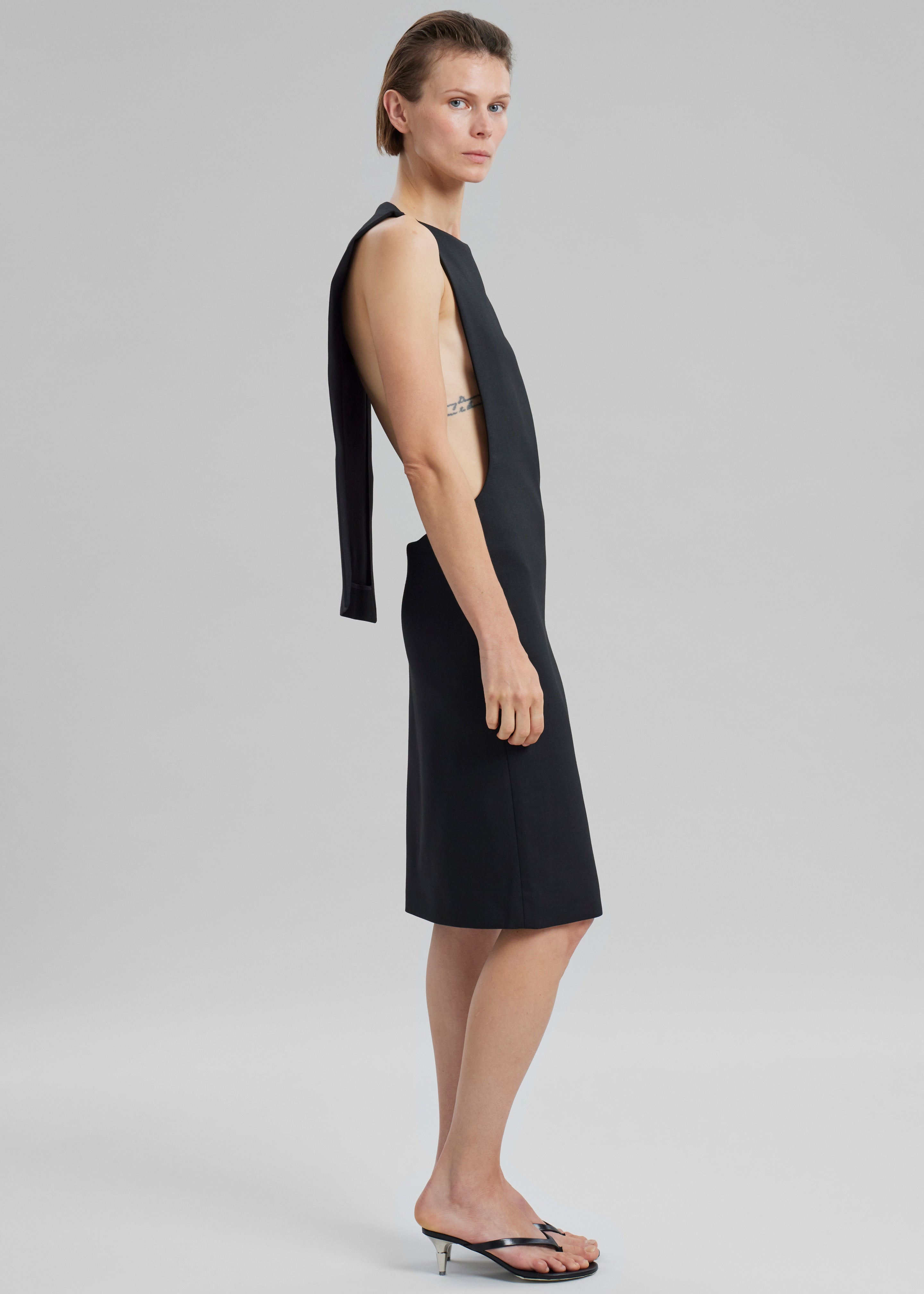 Coperni Open Back Cape Dress - Black - 1