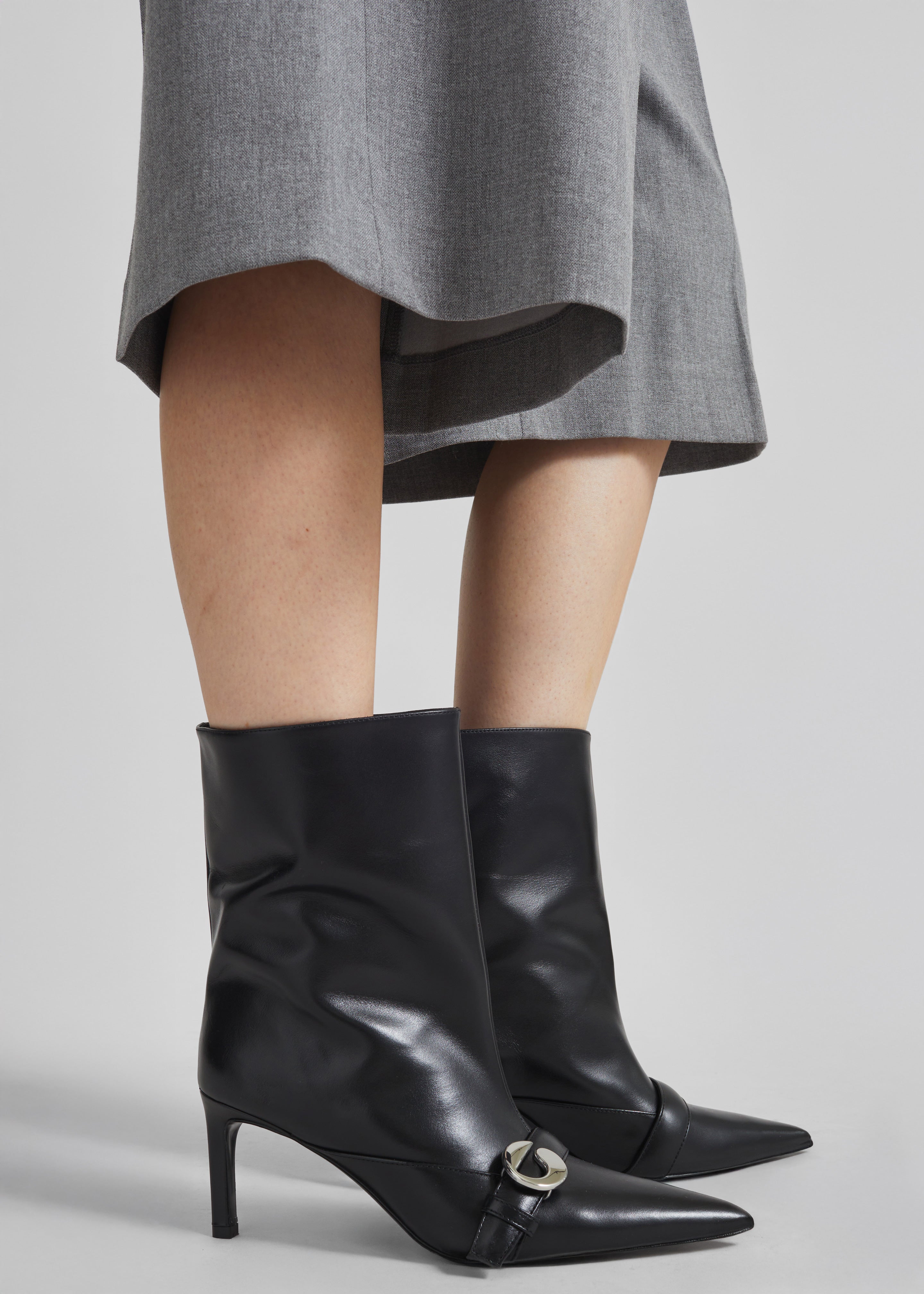 Coperni Ankle Heeled Belt Boots - Black - 7