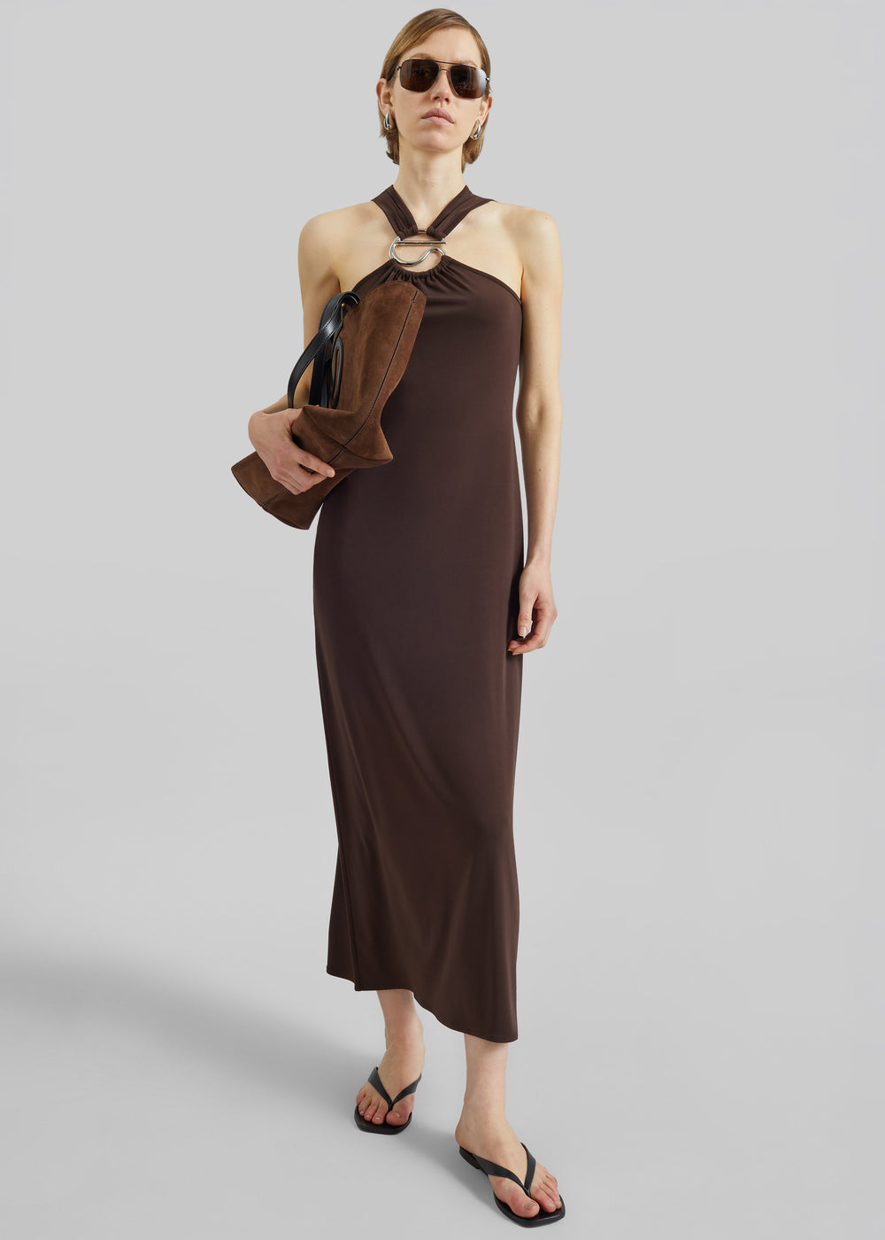 Coperni C Logo Crossed Dress - Brown
