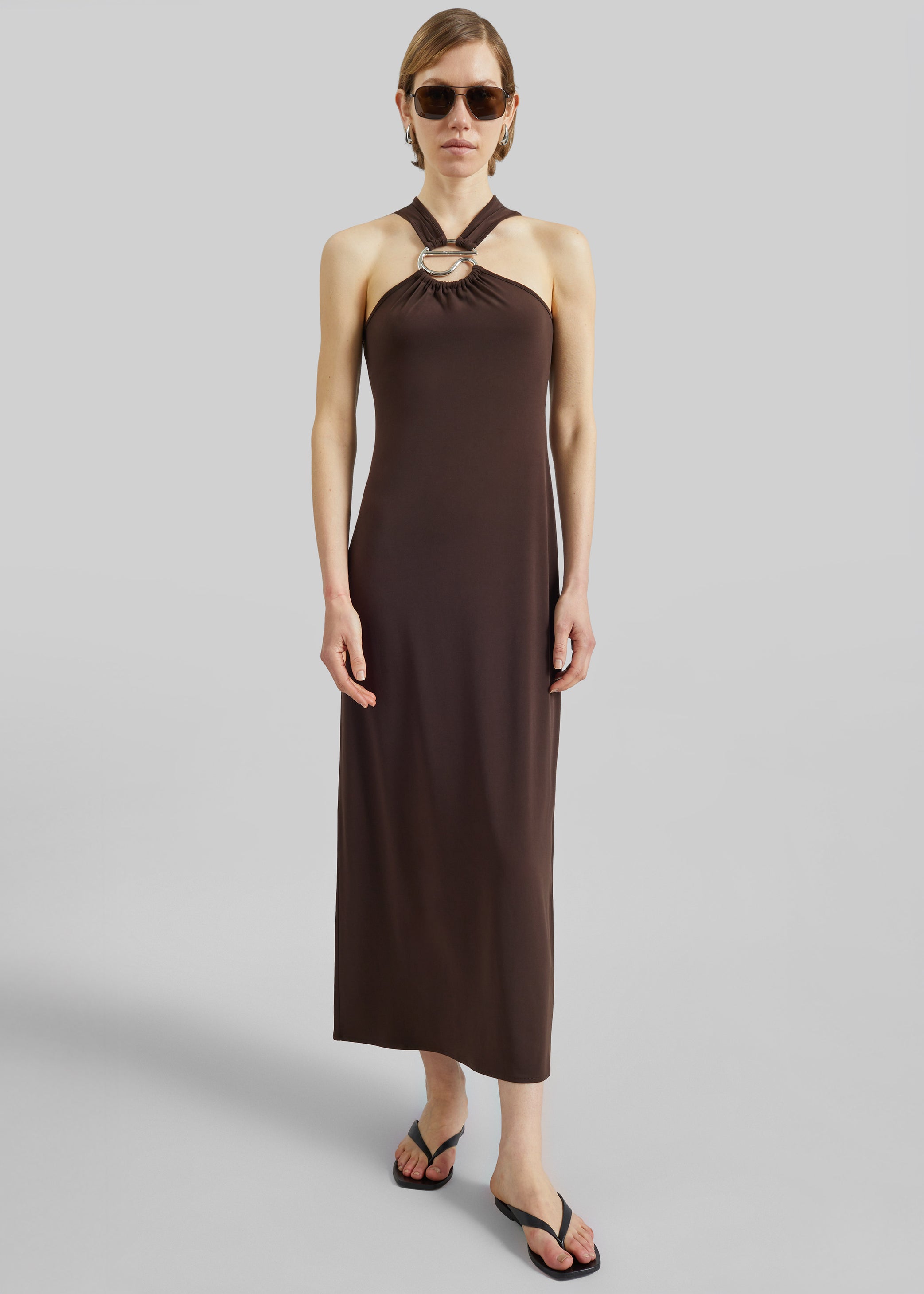 Shop the look image for Coperni C Logo Crossed Dress - Brown