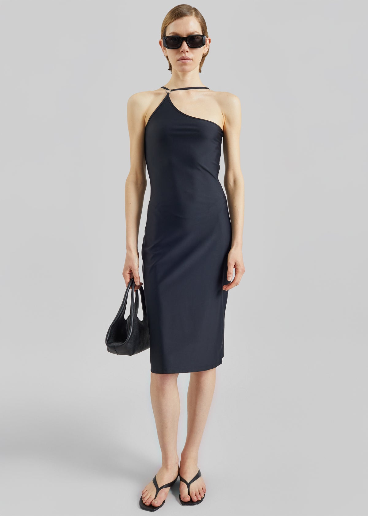 Coperni C-Logo One Shoulder Dress - Black - 4