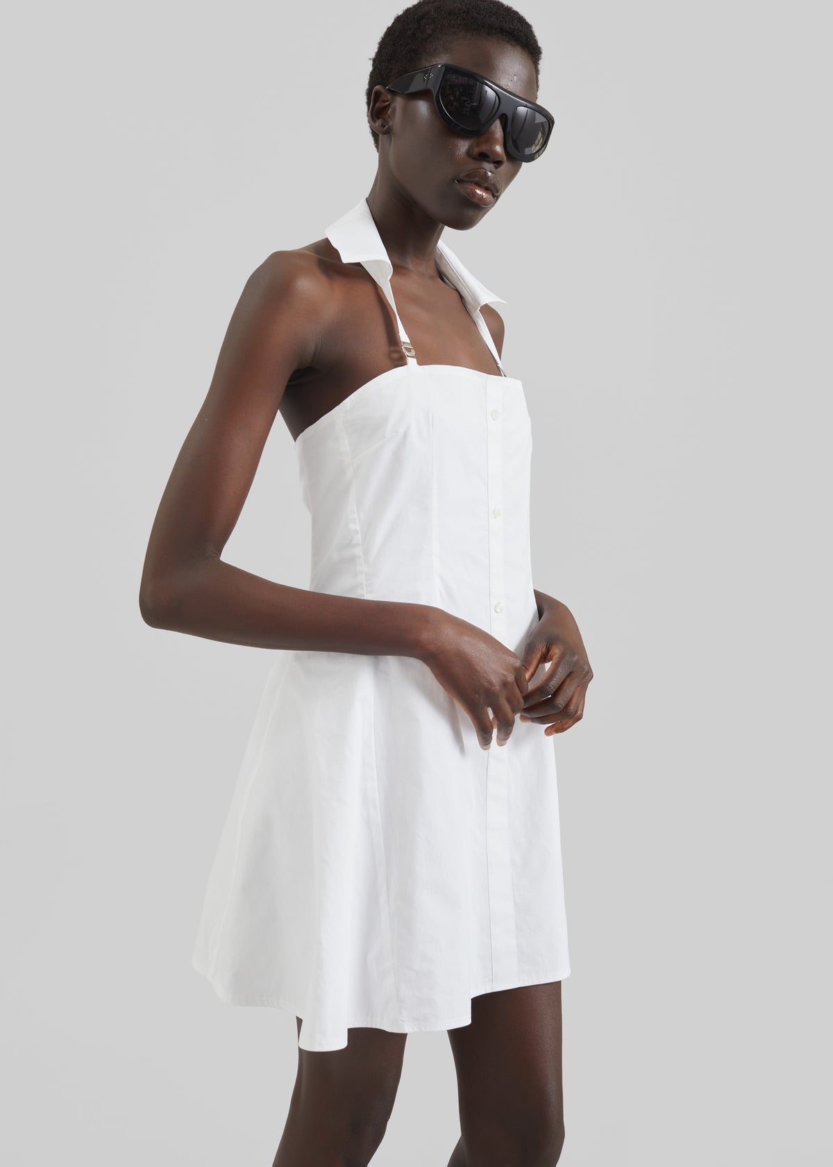 Coperni Collared Babydoll Dress - White - 4