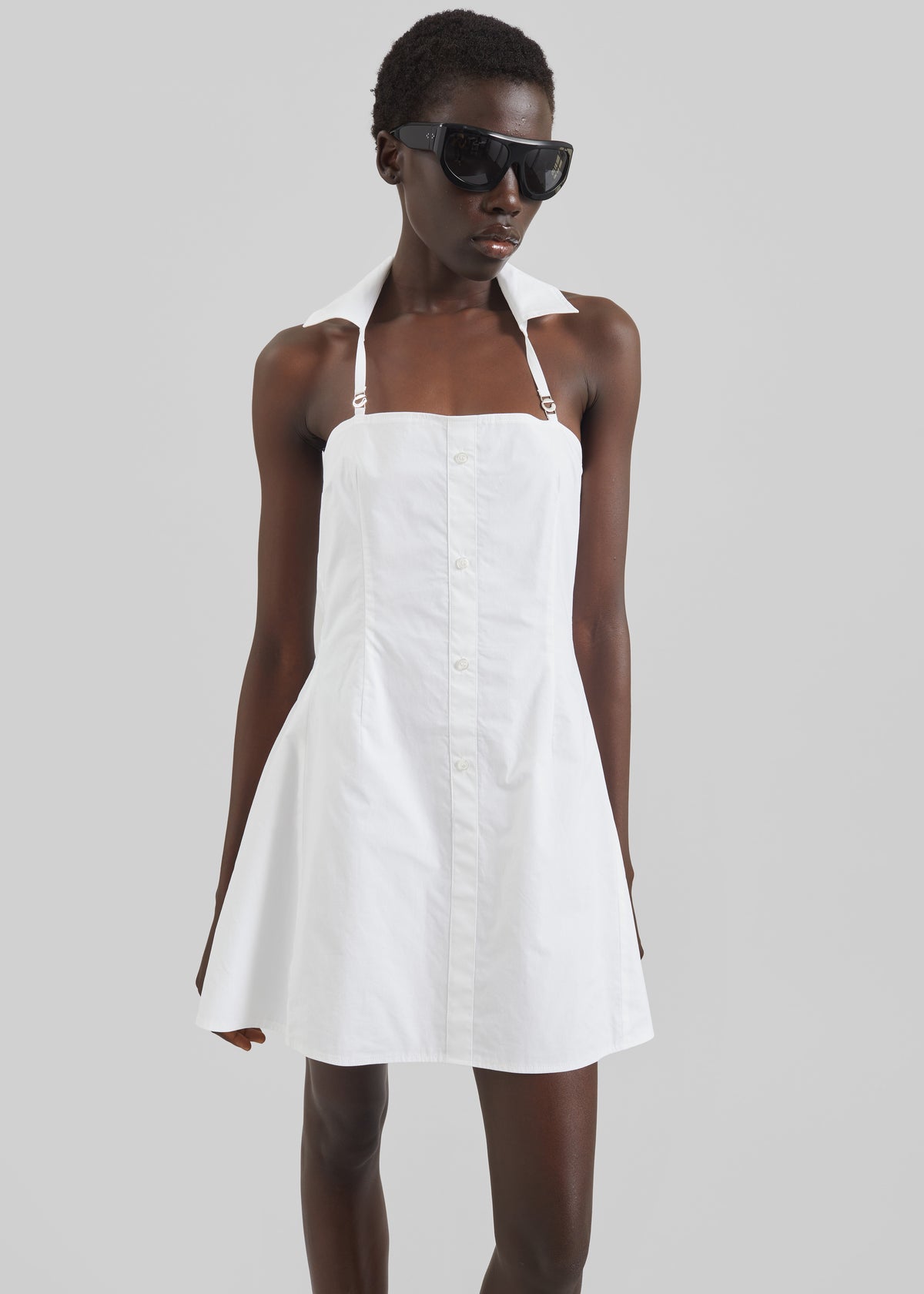 babydoll dress white Scarlett Lace Trim Flutter Strap Mini 32 Waist When You Know White Patriotic