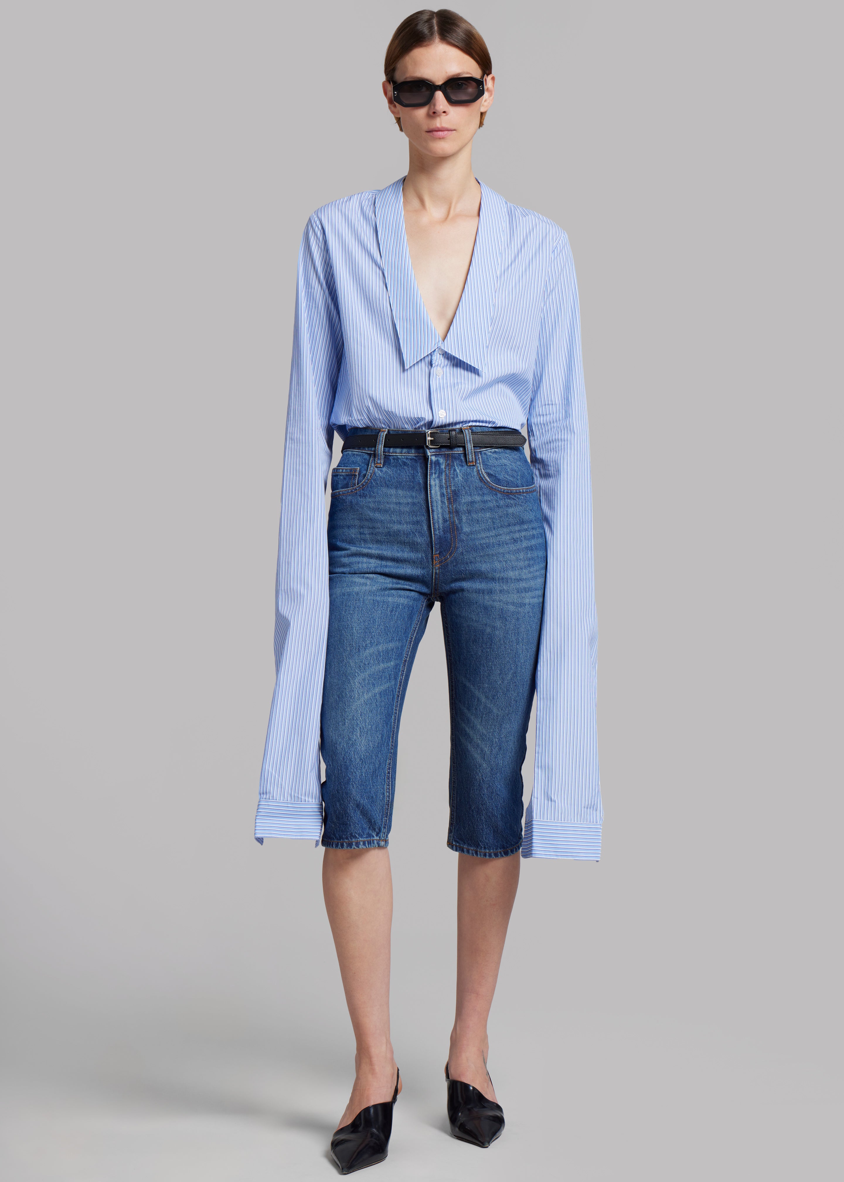 Coperni Cropped Denim Pants - Blue - 7