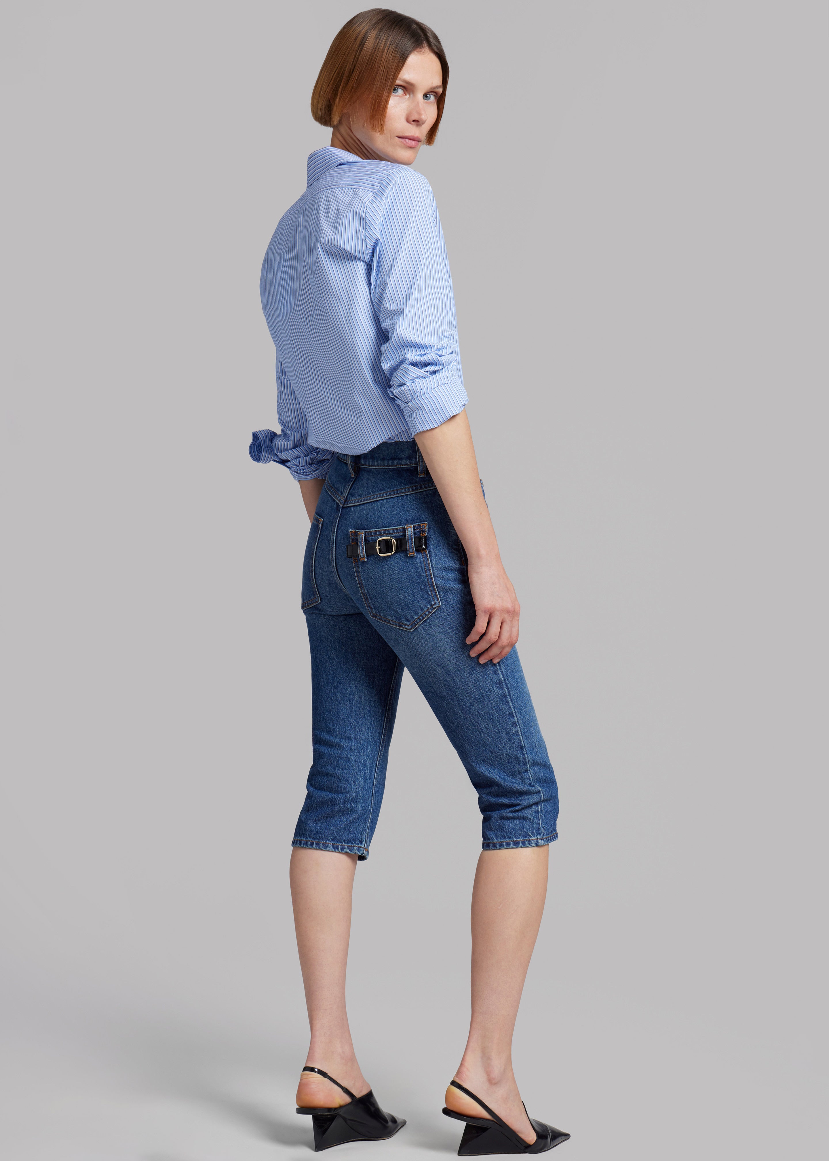 Coperni Cropped Denim Pants - Blue - 8