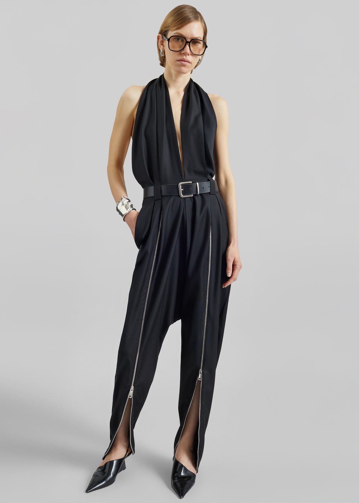 Coperni Double Zipped Sarouel Jumpsuit - Black - 1