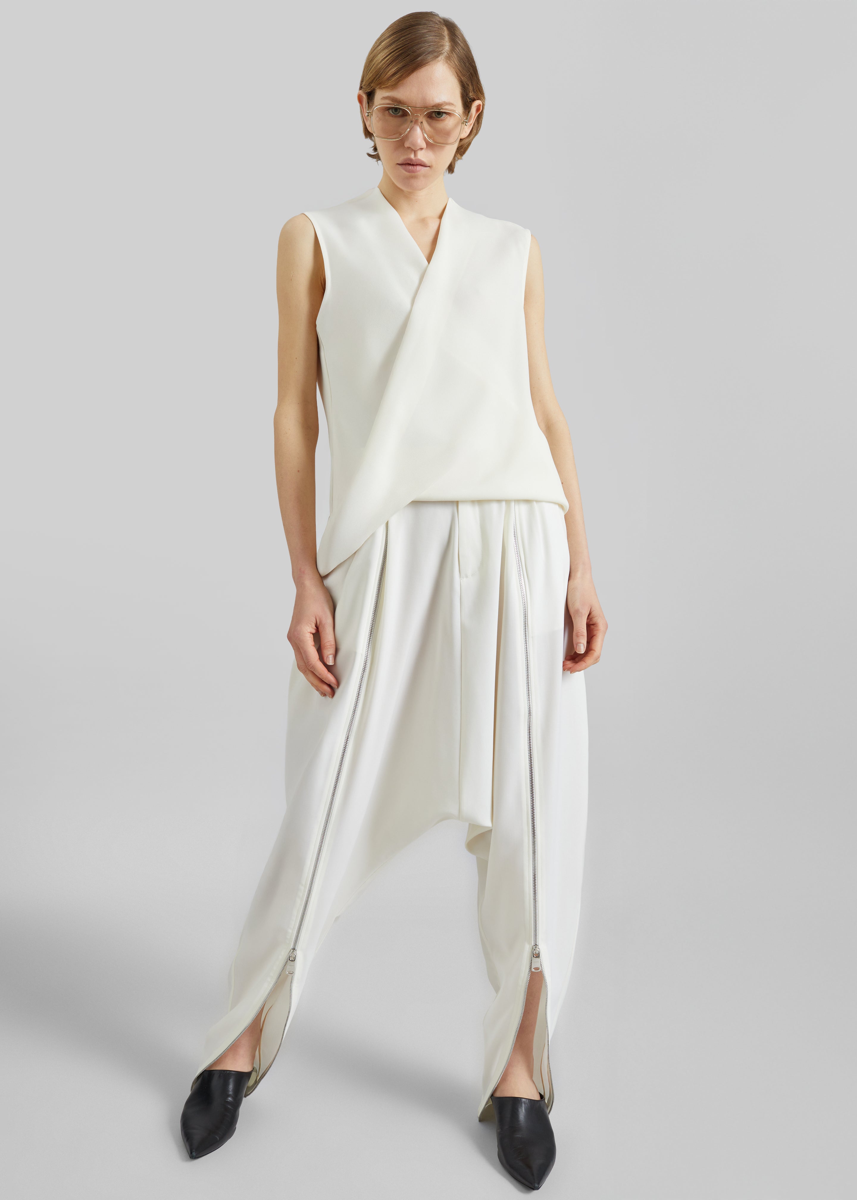 Coperni Double Zipped Sarouel Pants - White - 7