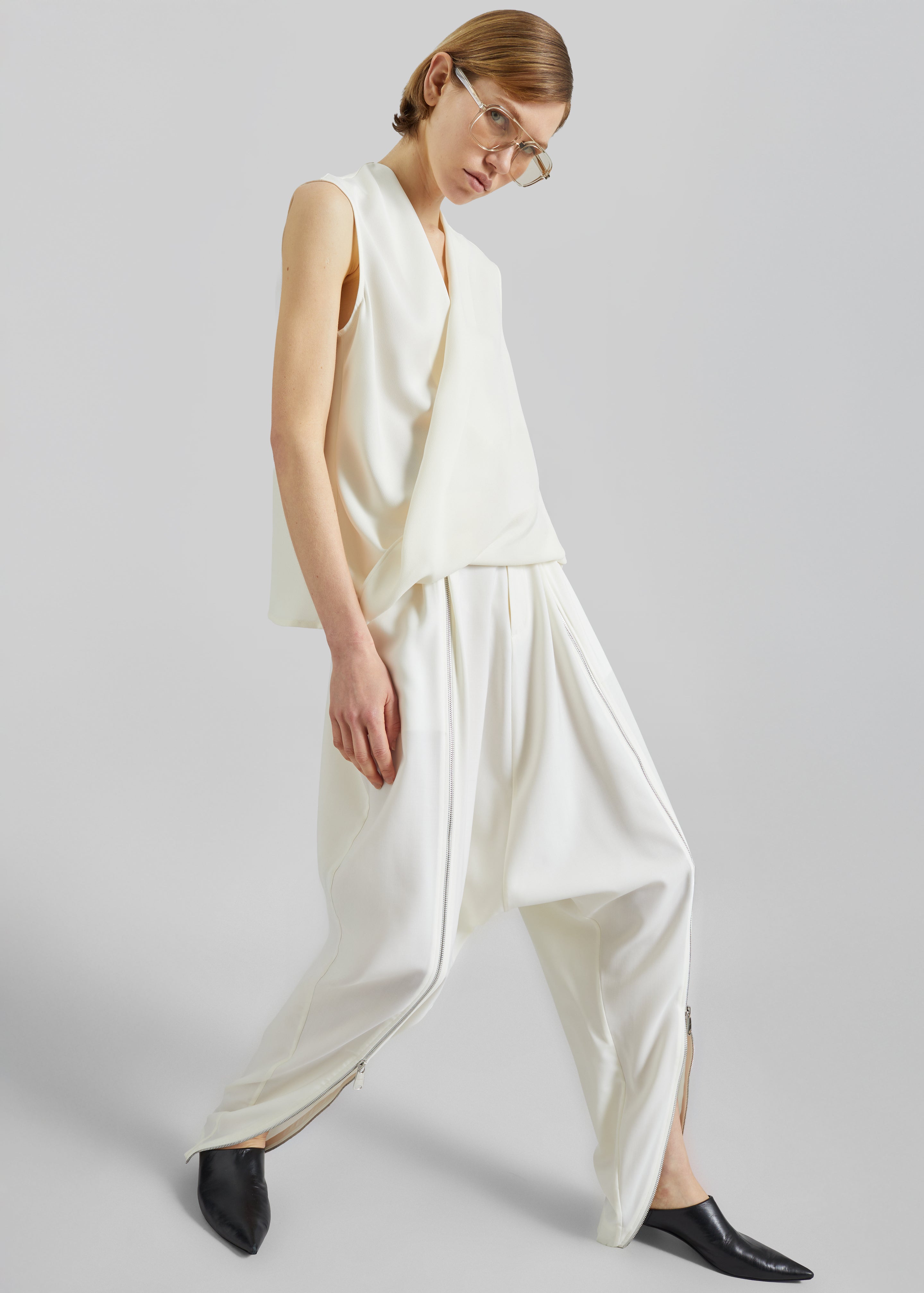 Coperni Double Zipped Sarouel Pants - White - 4