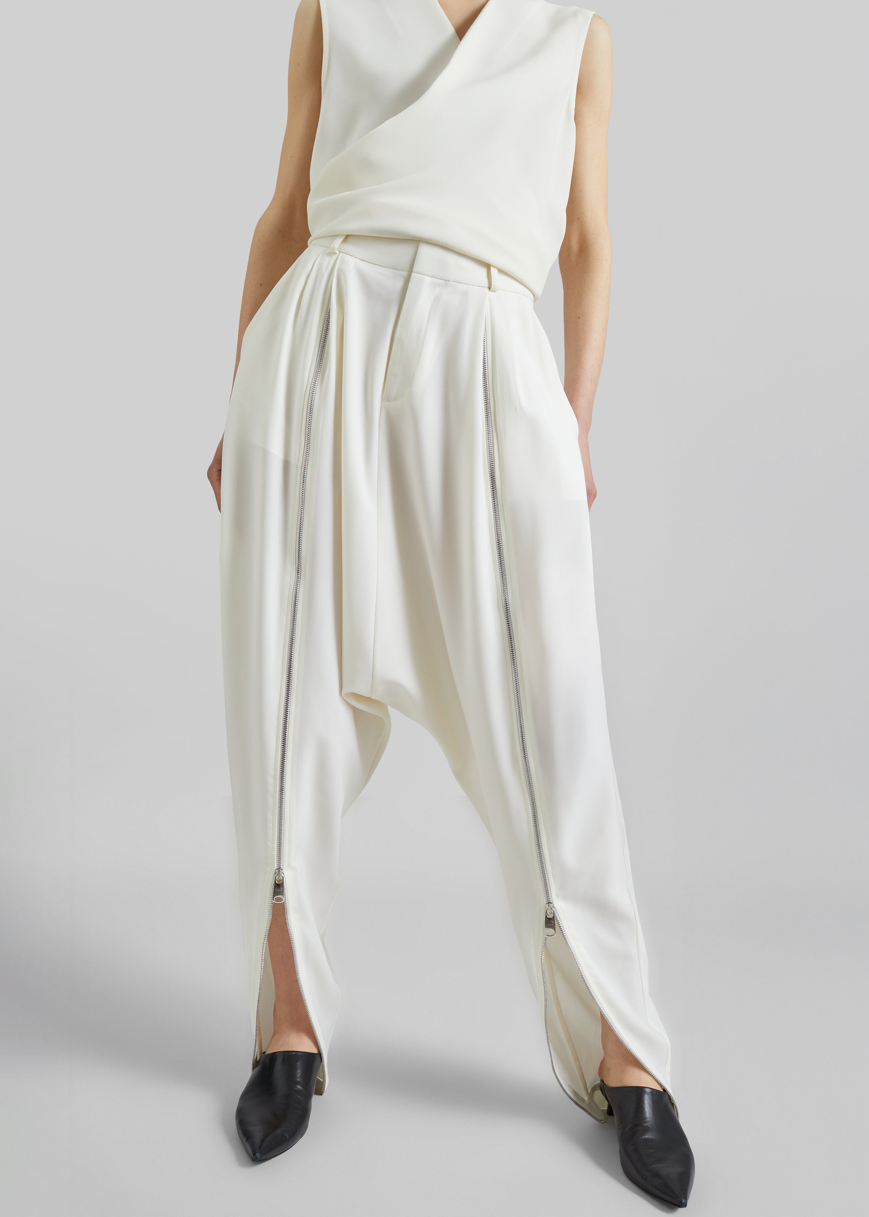 Coperni Double Zipped Sarouel Pants - White - 6