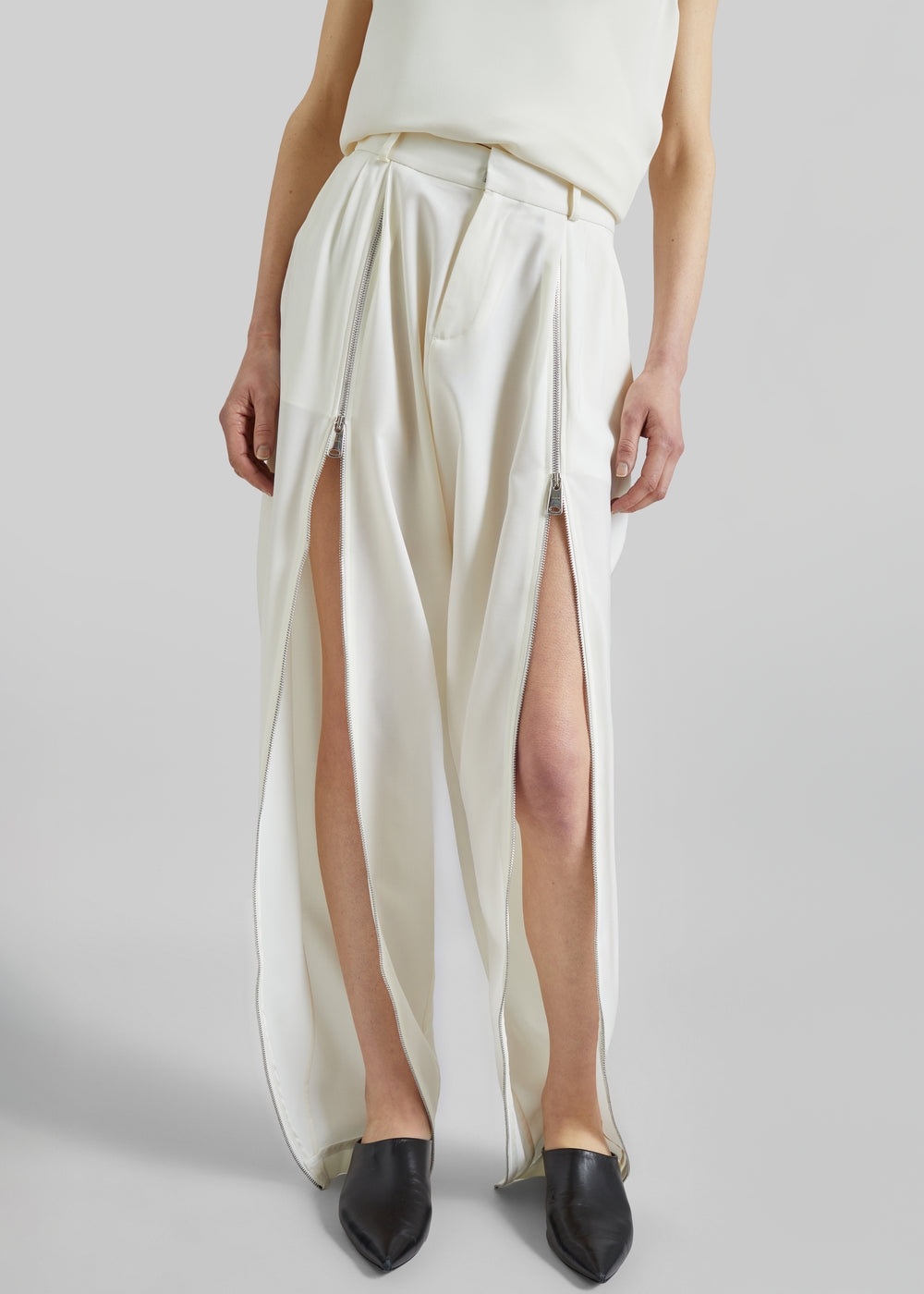 Coperni Double Zipped Sarouel Pants - White - 1