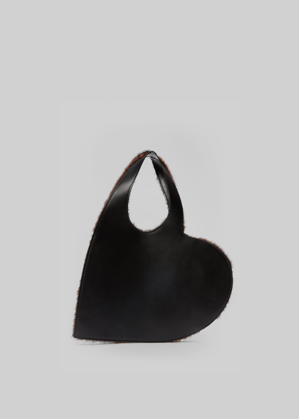 Coperni Faux Fur Heart Tote - Brown - 2