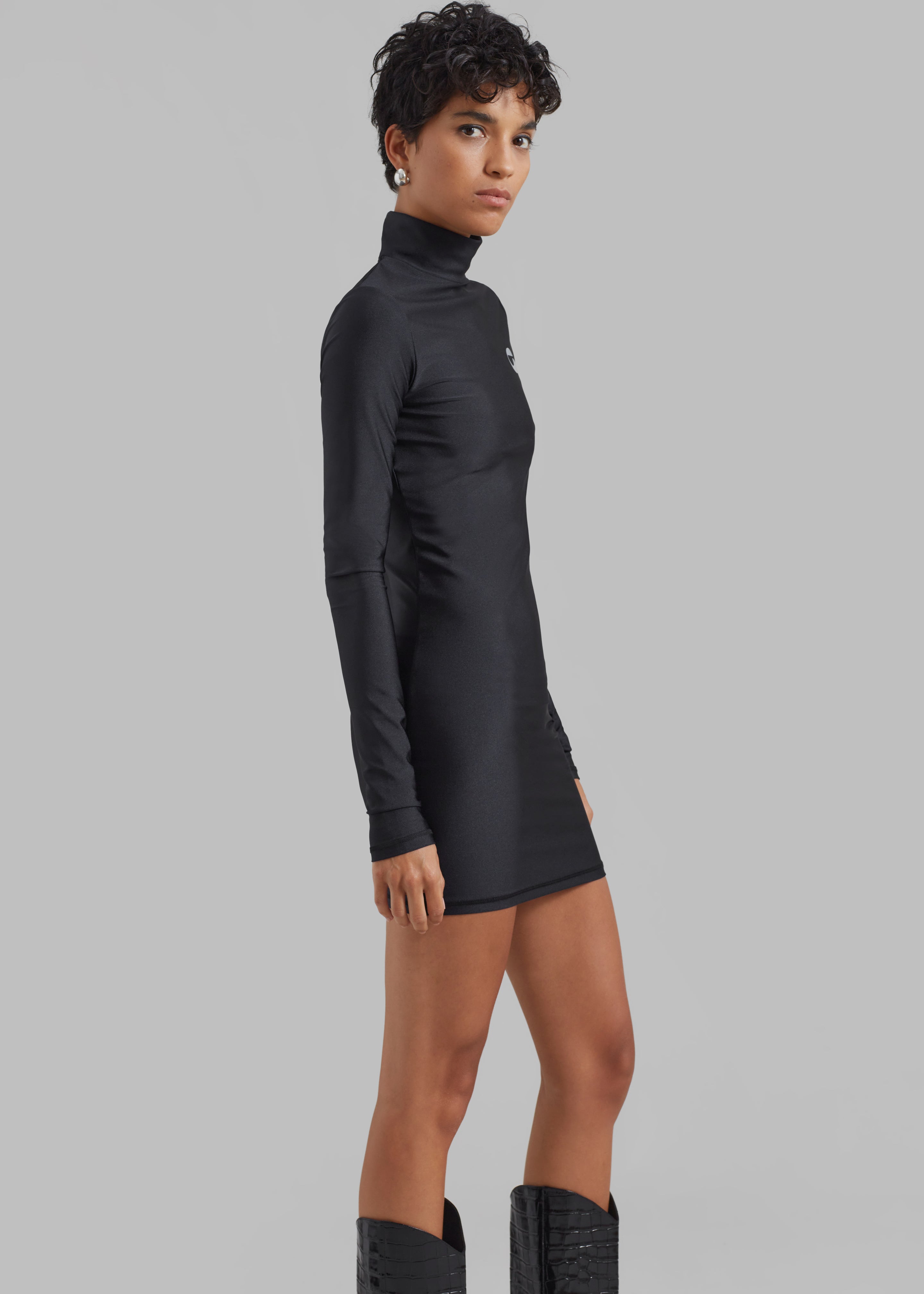 Coperni High Neck Fitted Mini Dress - Black - 8