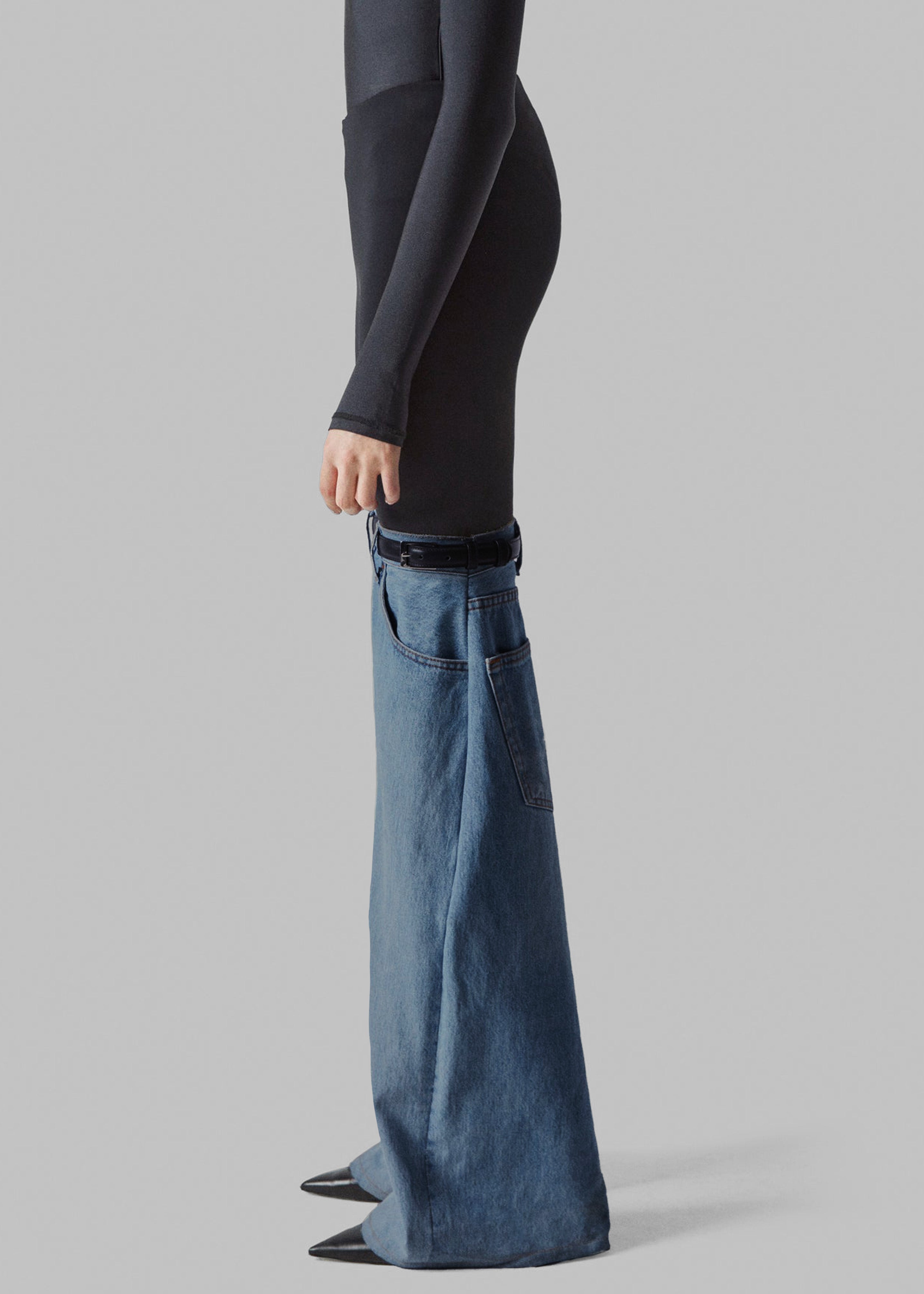 Coperni Hybrid Flare Denim Trousers - Black/Washed Blue - 7