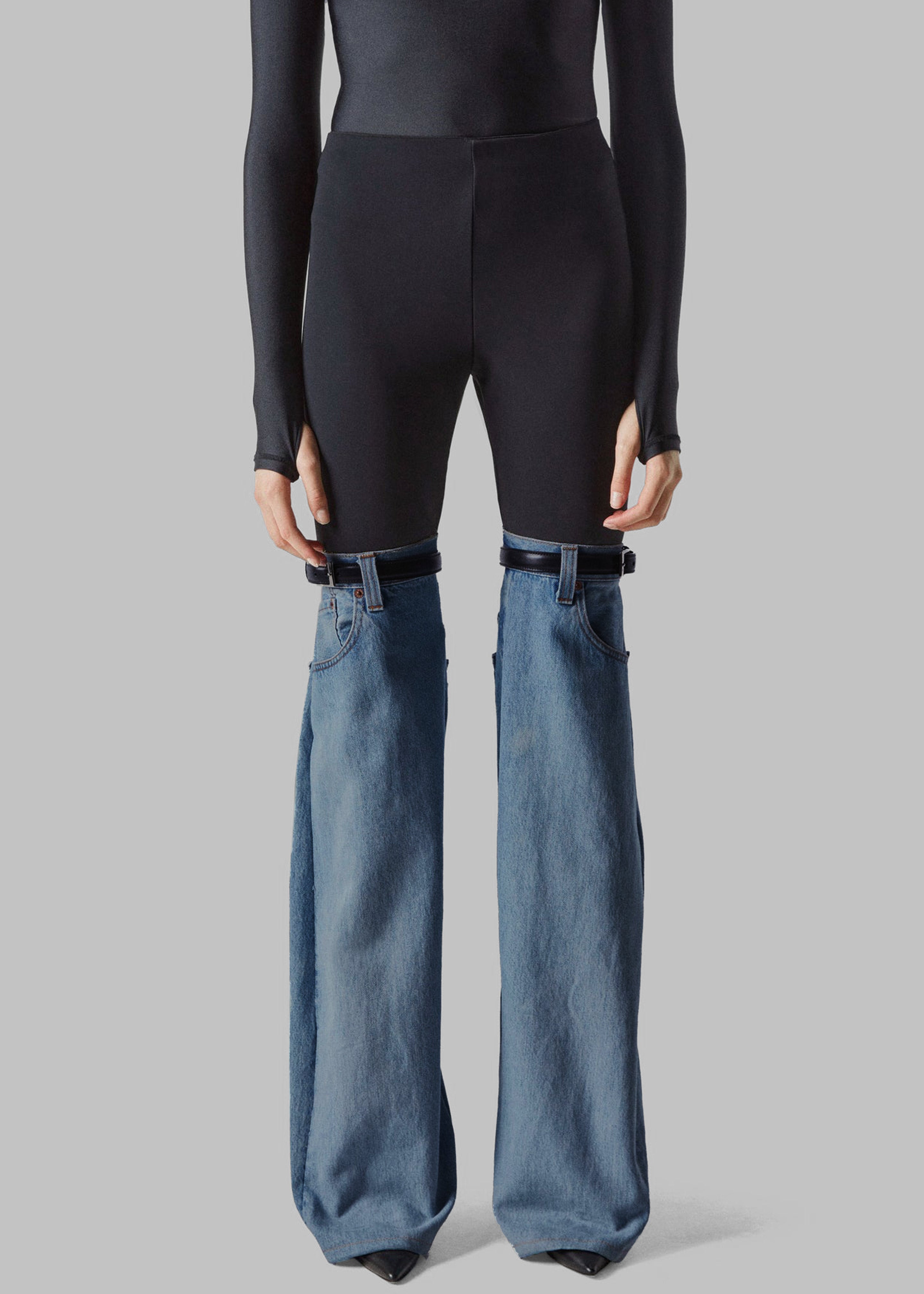 Coperni Hybrid Flare Denim Trousers - Black/Washed Blue - 9