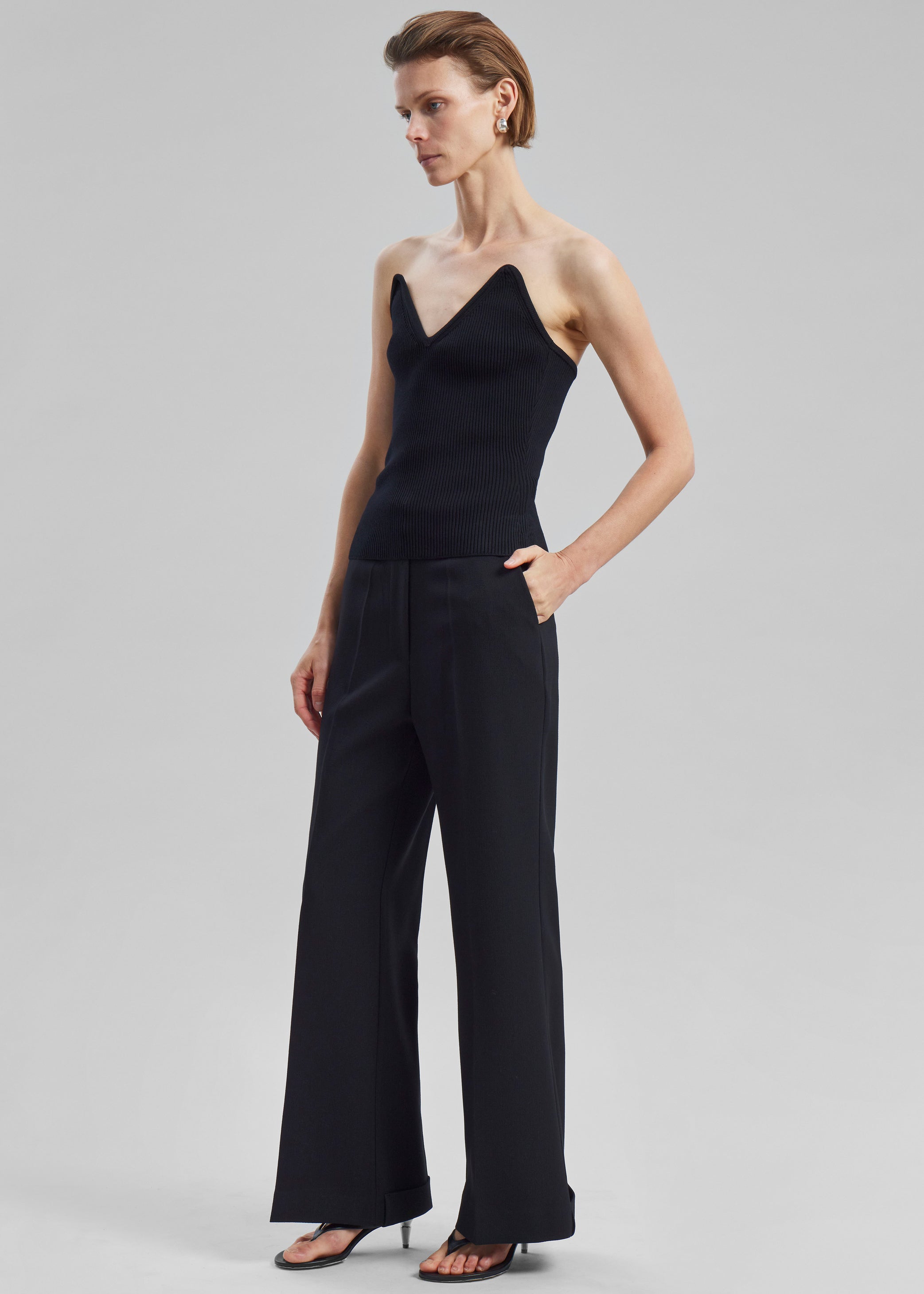 Shop the look image for Coperni Knitted Bustier Top - Black