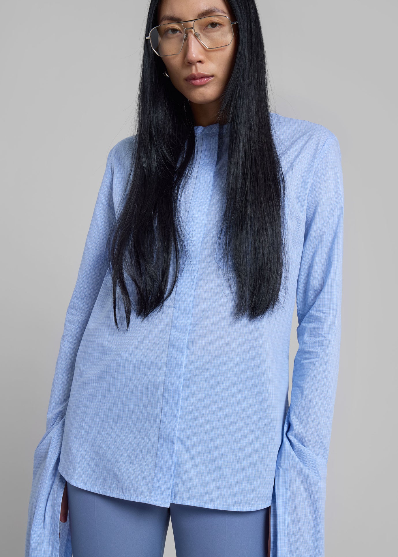 Coperni Knot Sleeve Shirt - Blue/White