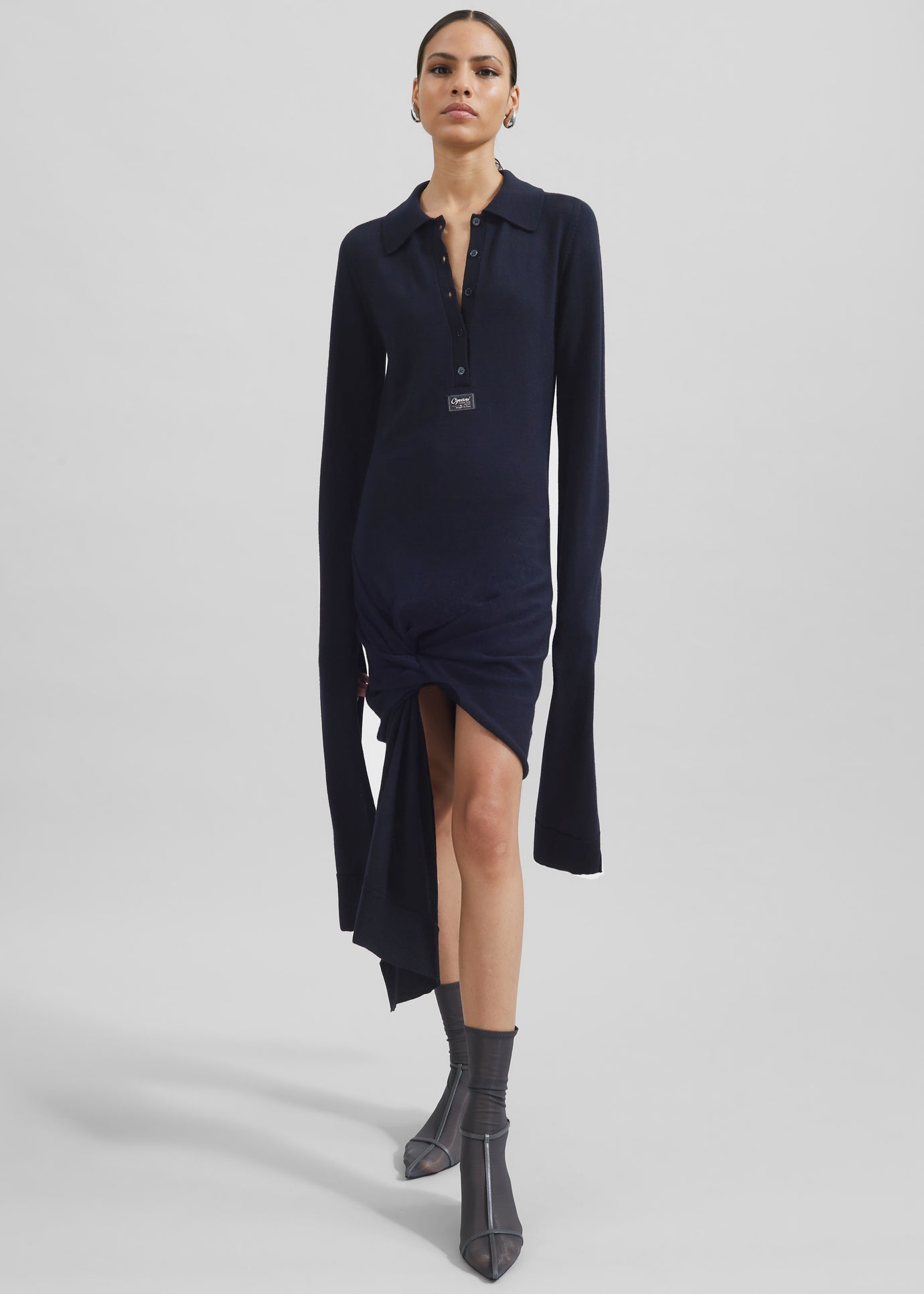 Coperni Knotted Sleeved Dress - Blue