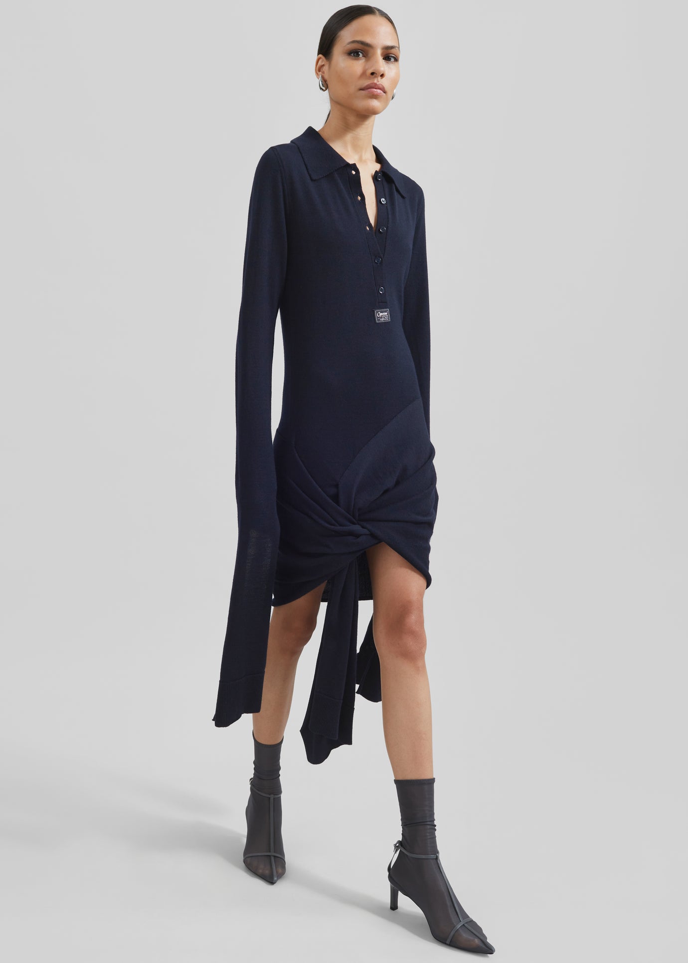 Coperni Knotted Sleeved Dress - Blue - 1