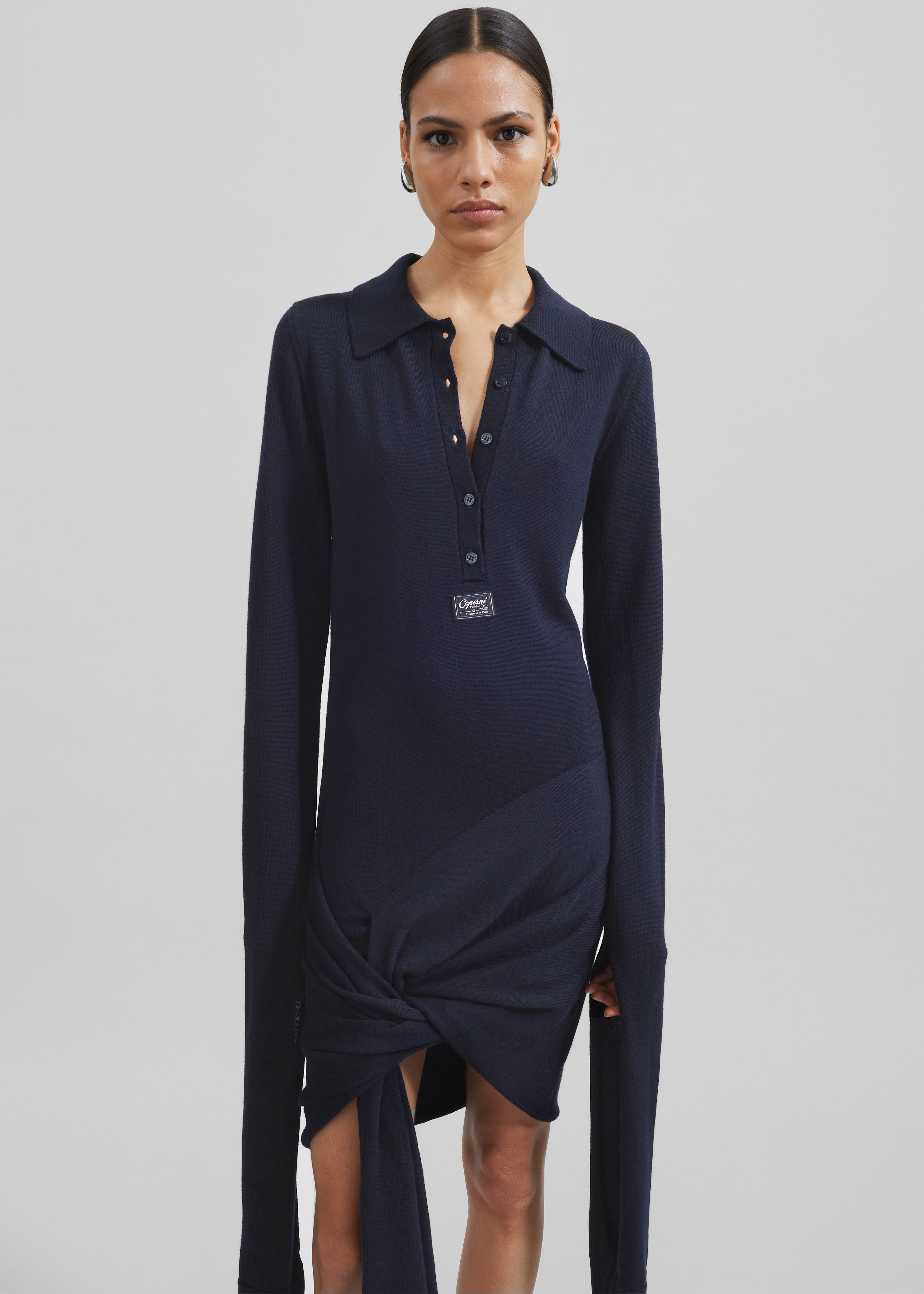 Coperni Knotted Sleeved Dress - Blue - 6