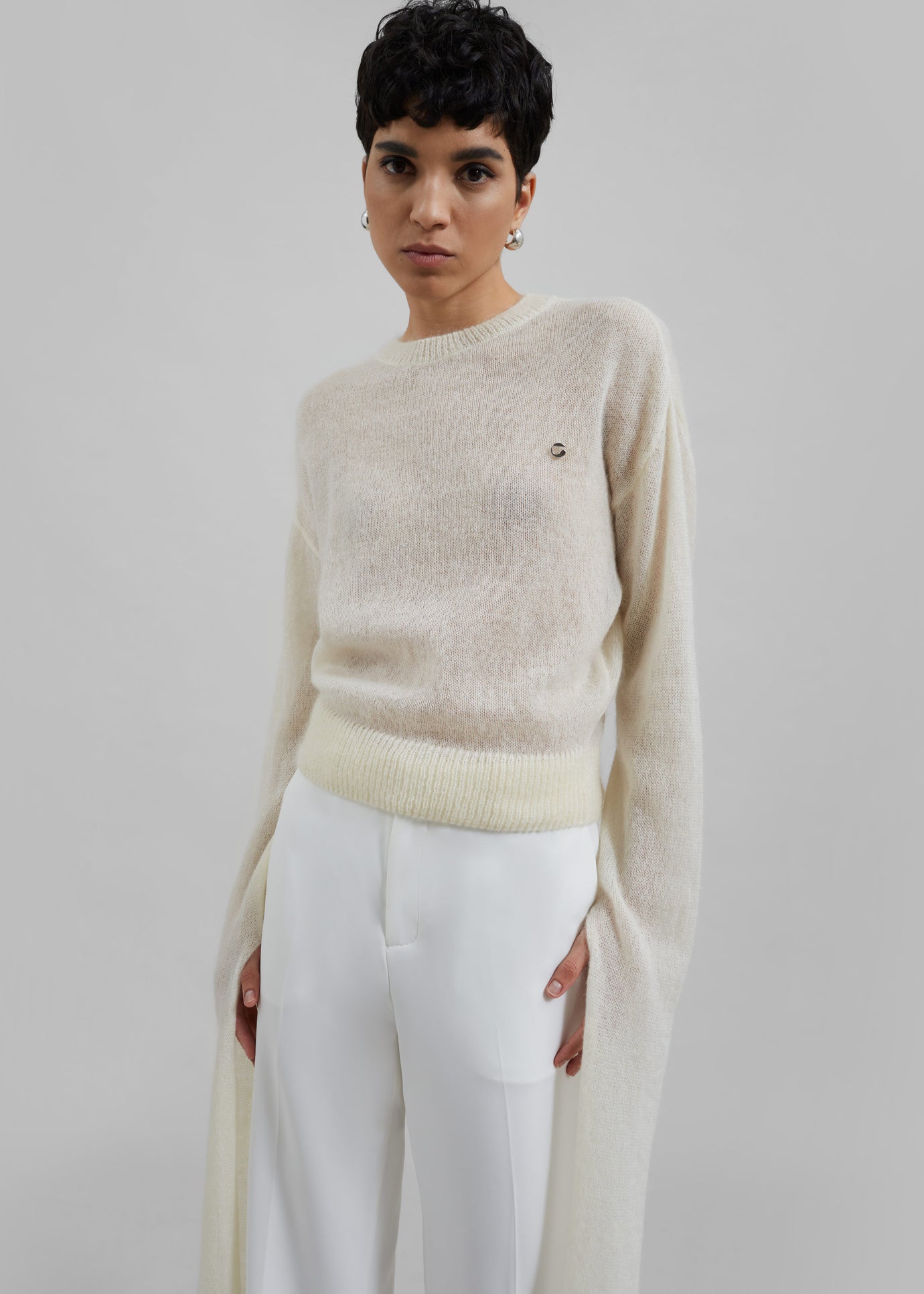 Coperni Knotted Sleeves Jumper - White - 1