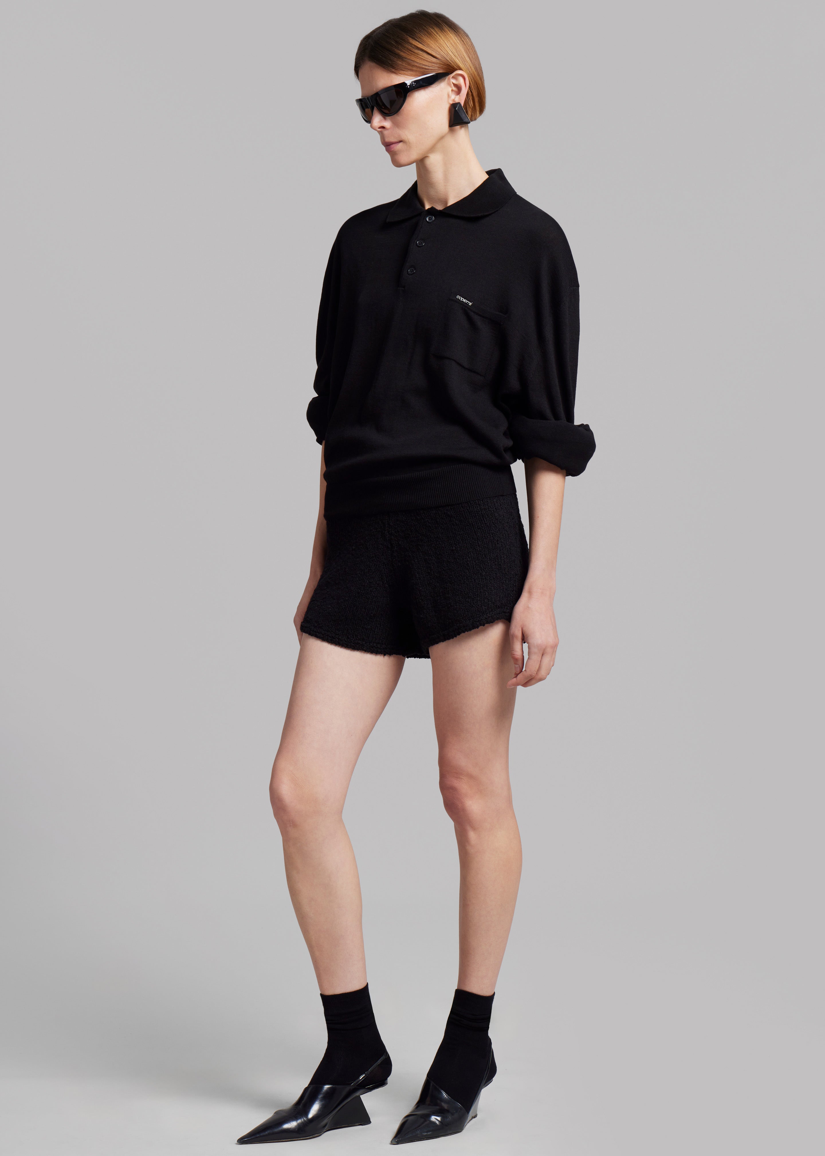 Coperni Knotted Sleeves Polo Jumper - Black - 7