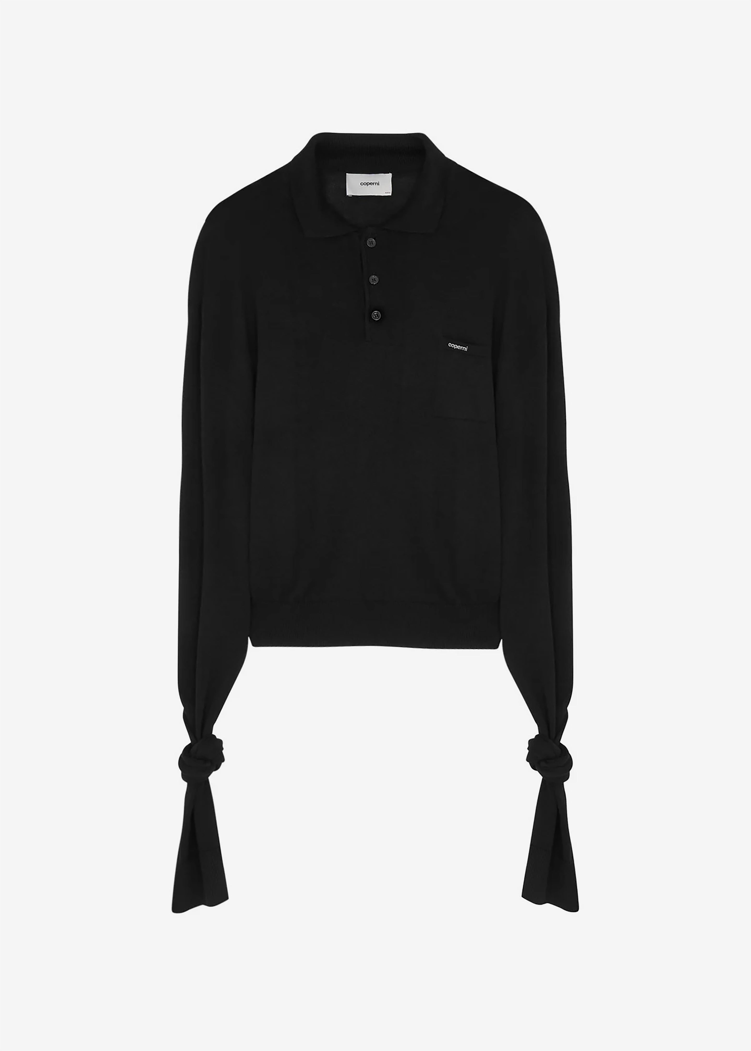 Coperni Knotted Sleeves Polo Jumper - Black - 9