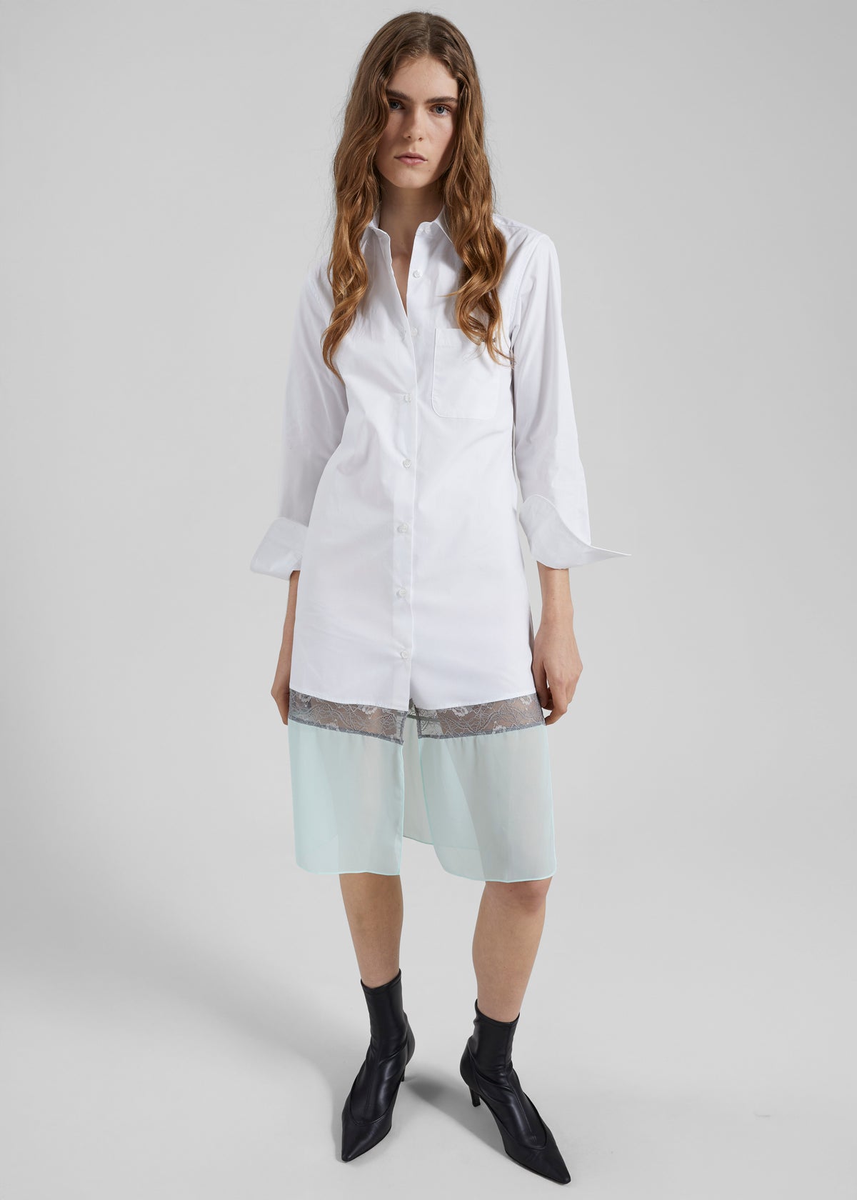 white layered shirt dress Laurl Double-Layer Shirt Dress