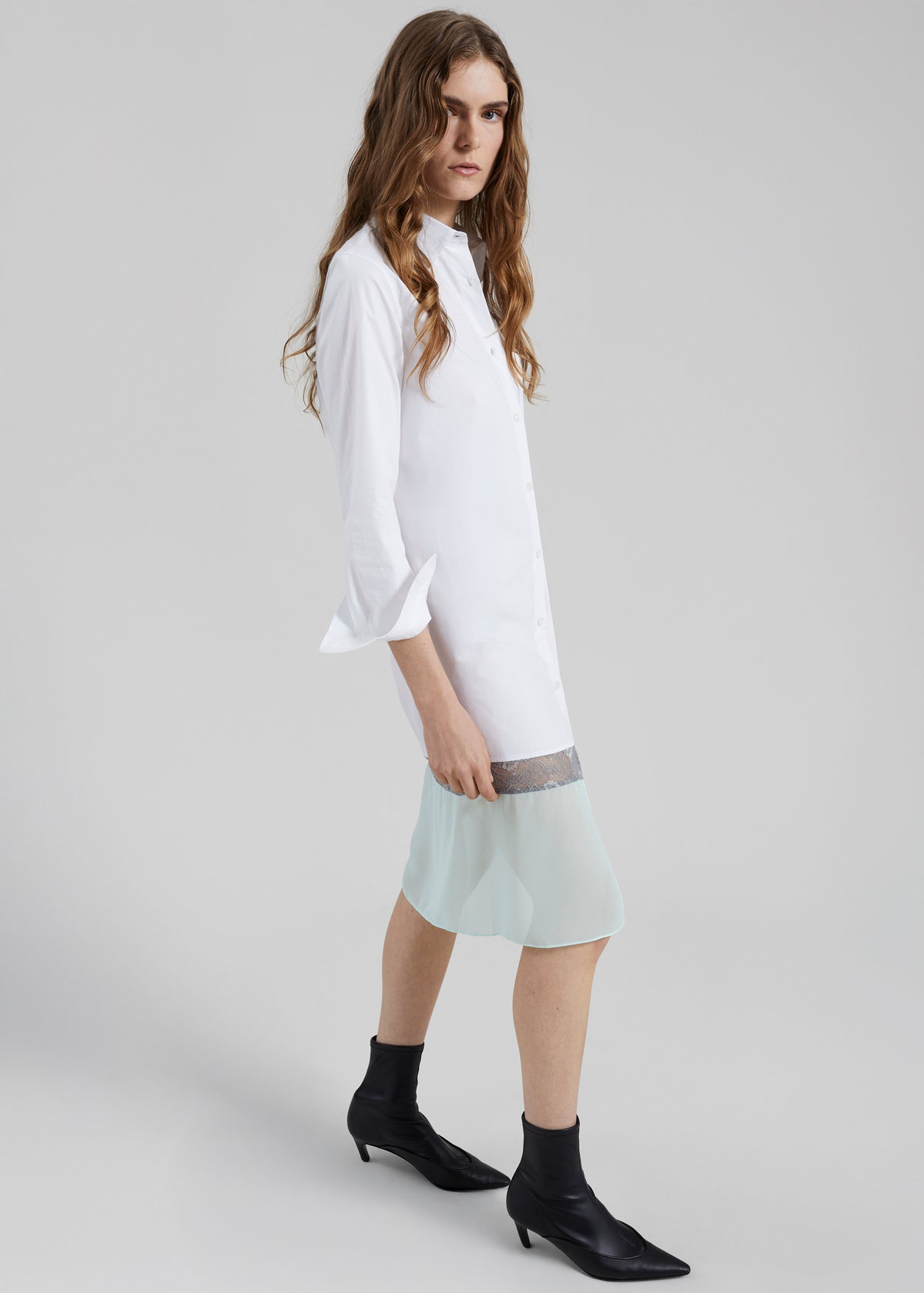 Coperni Multi Layer Shirt Dress - White/Green - 1