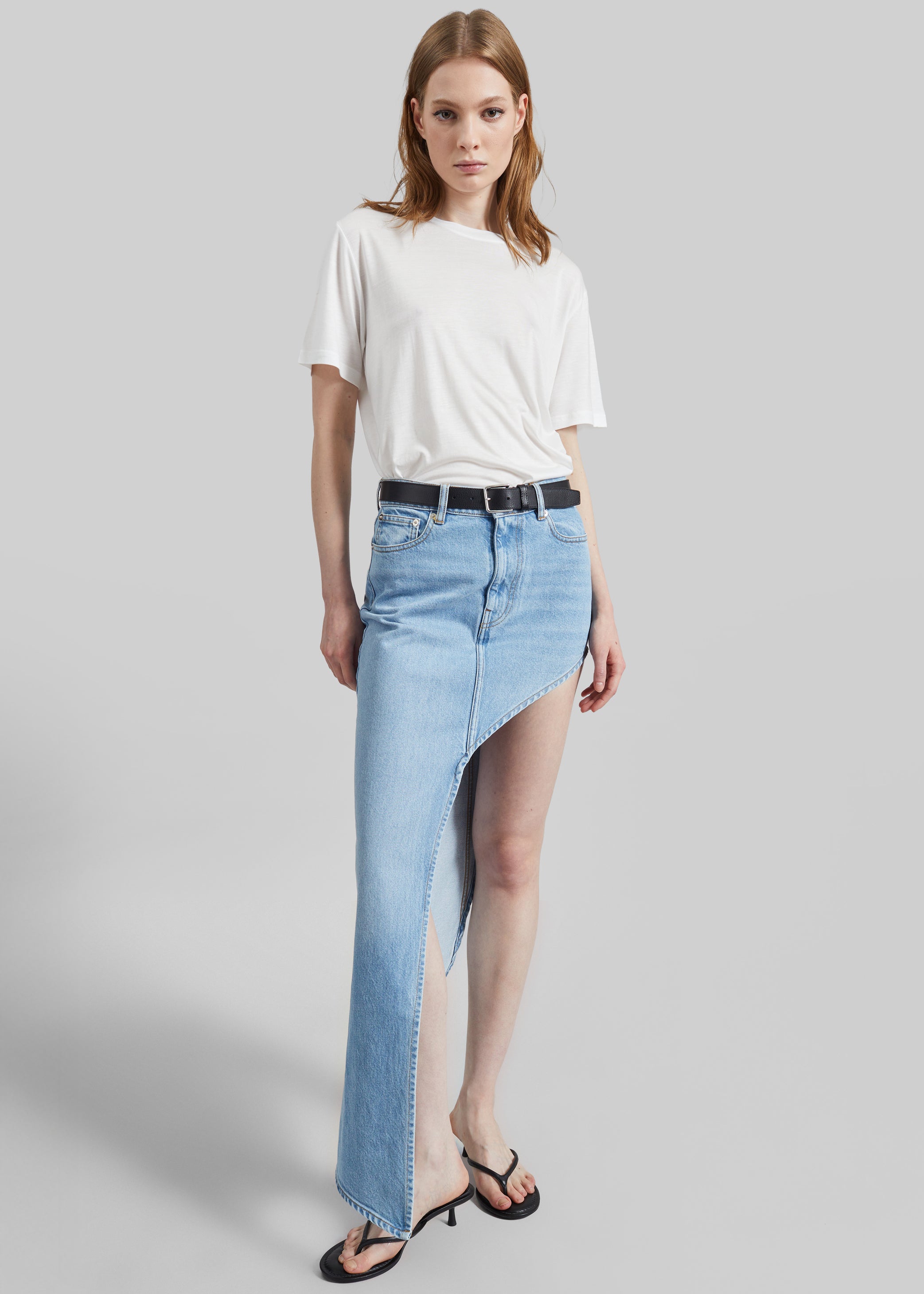 Shop the look image for Coperni One-Leg Denim Skirt - Blue