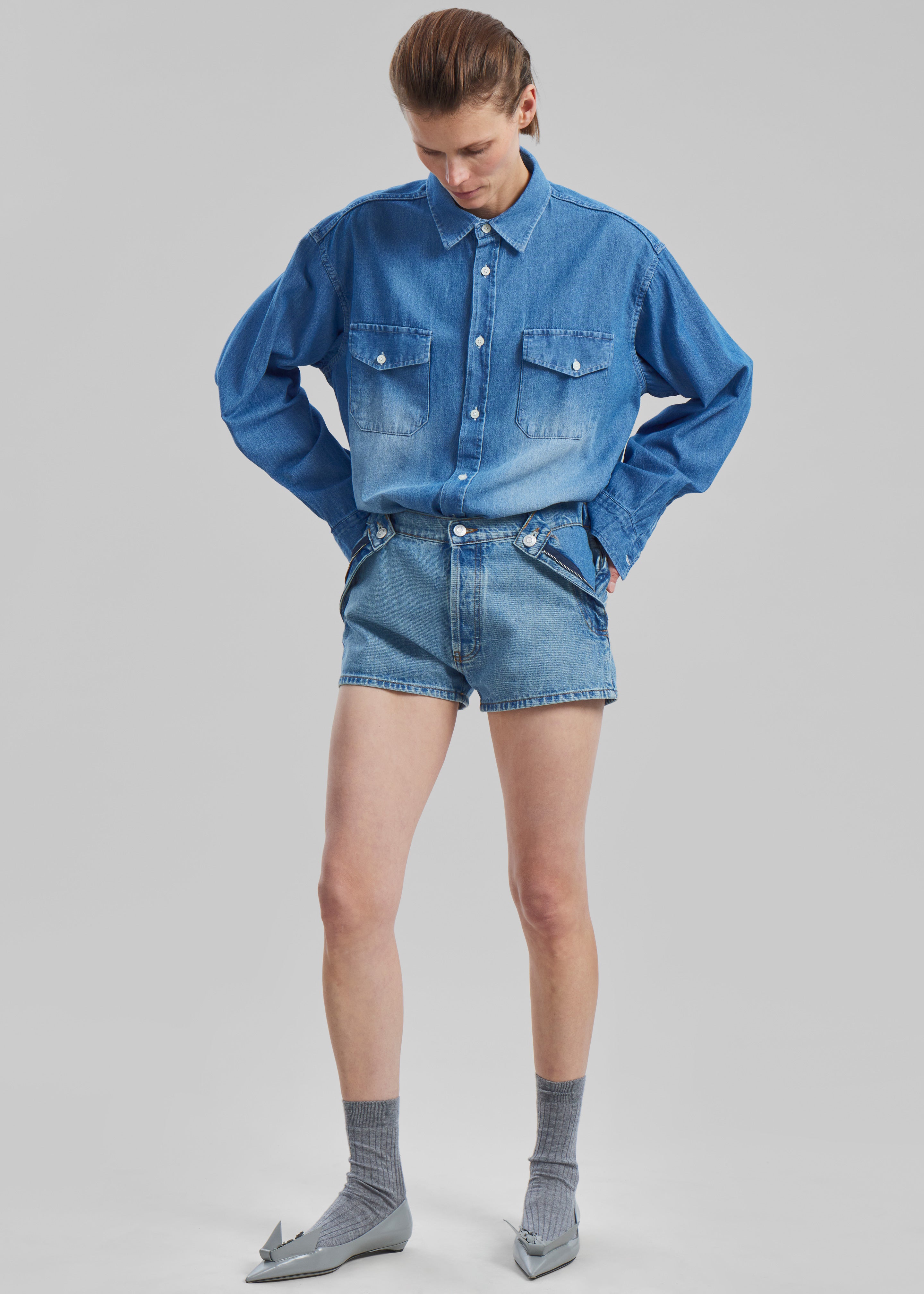 Coperni Open Hip Shorts - Washed Blue – The Frankie Shop