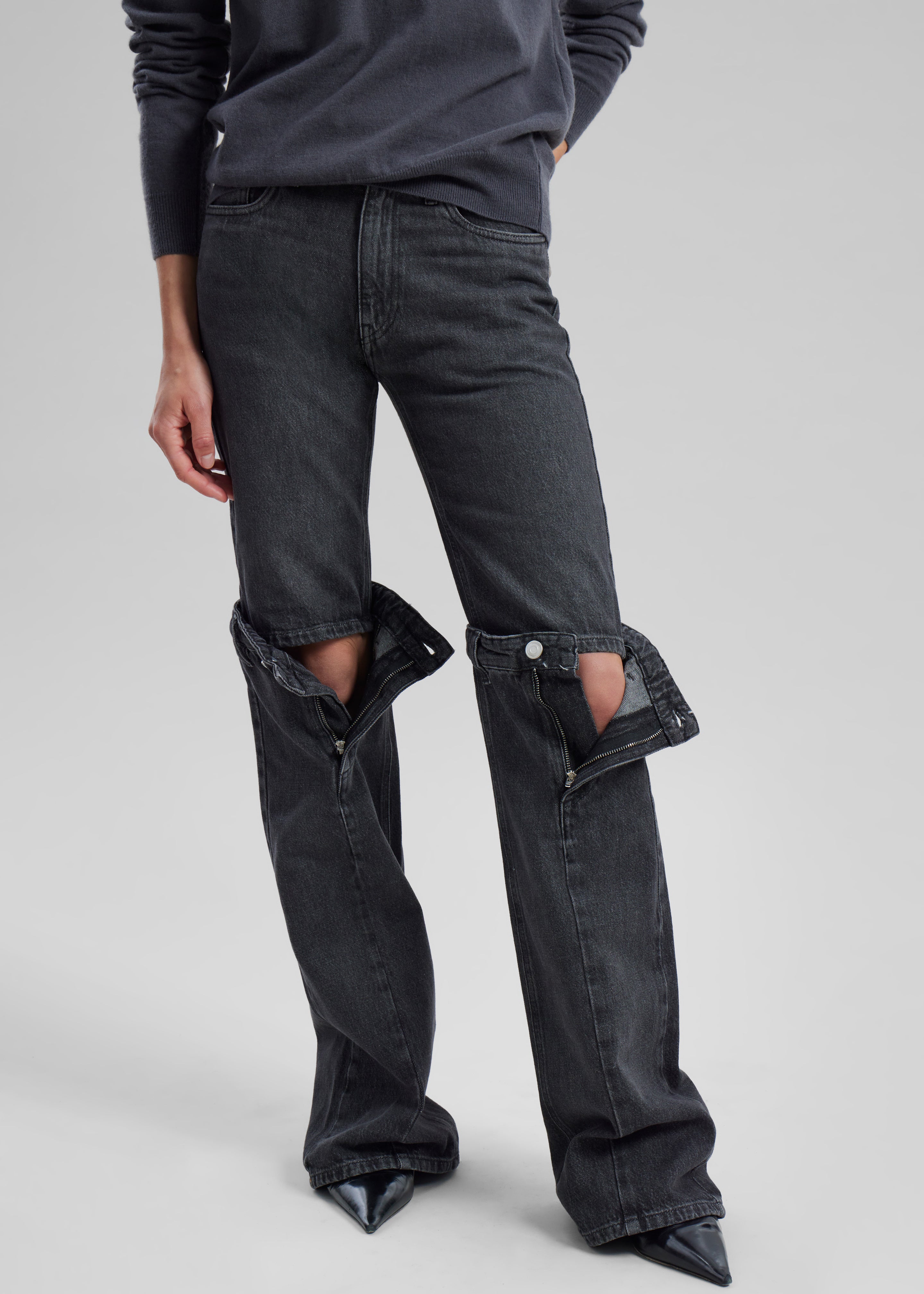 Coperni Open Knee Jeans - Washed Black - 3