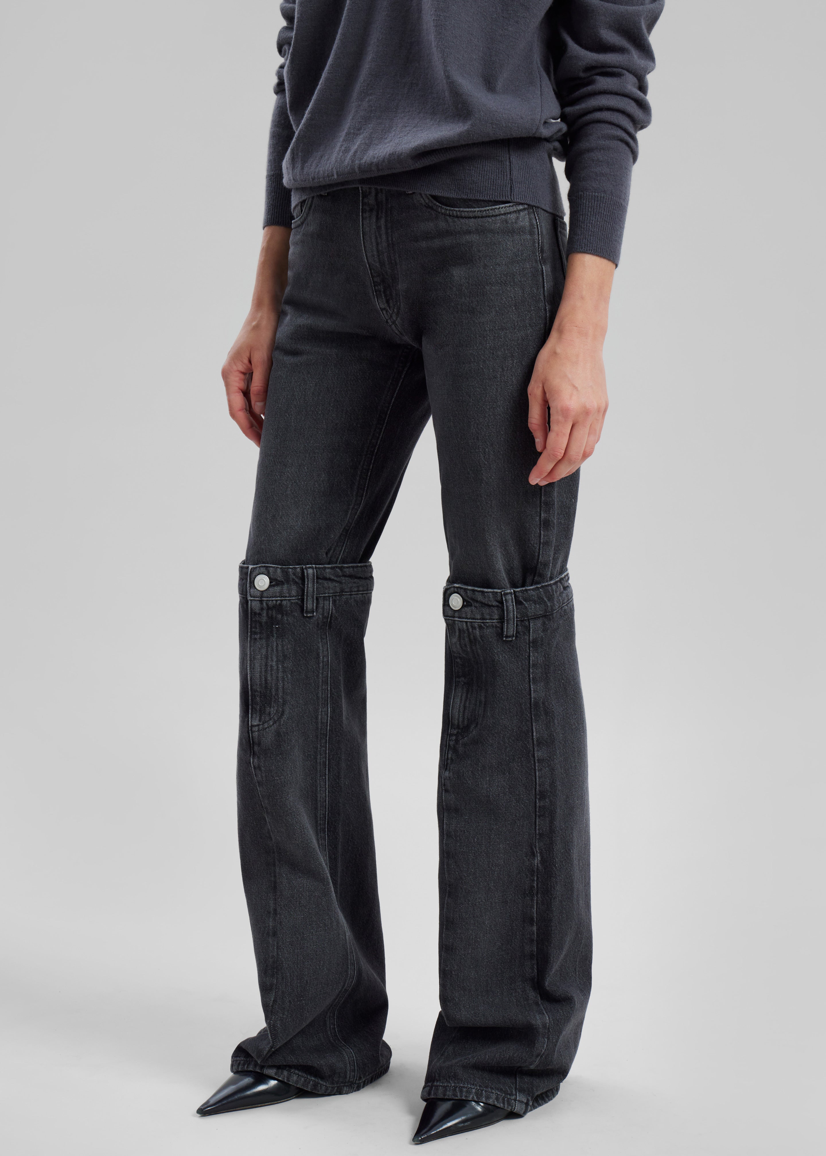 Coperni Open Knee Jeans - Washed Black - 1