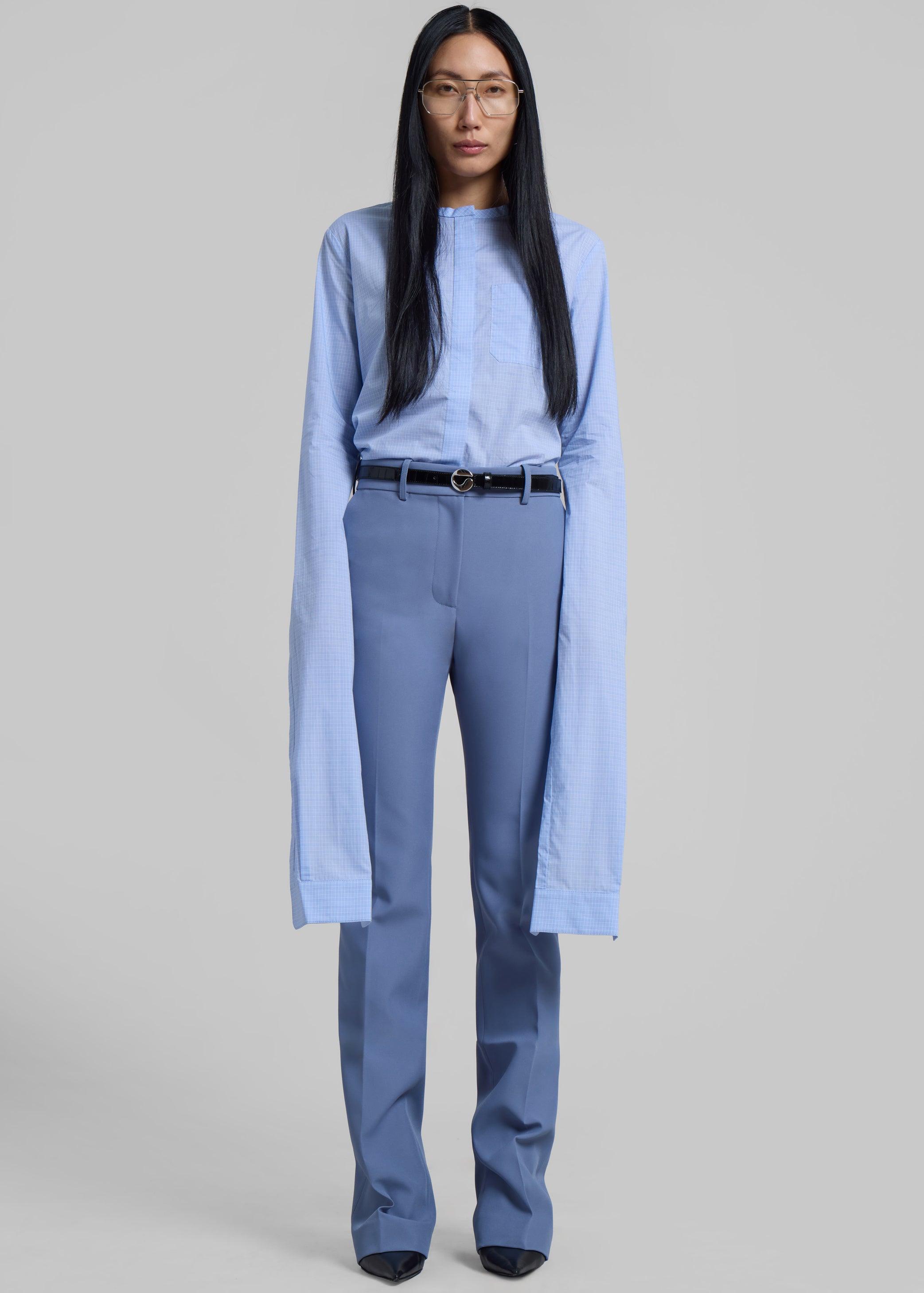 Shop the look image for Coperni Straight Tailored Trousers - Blue