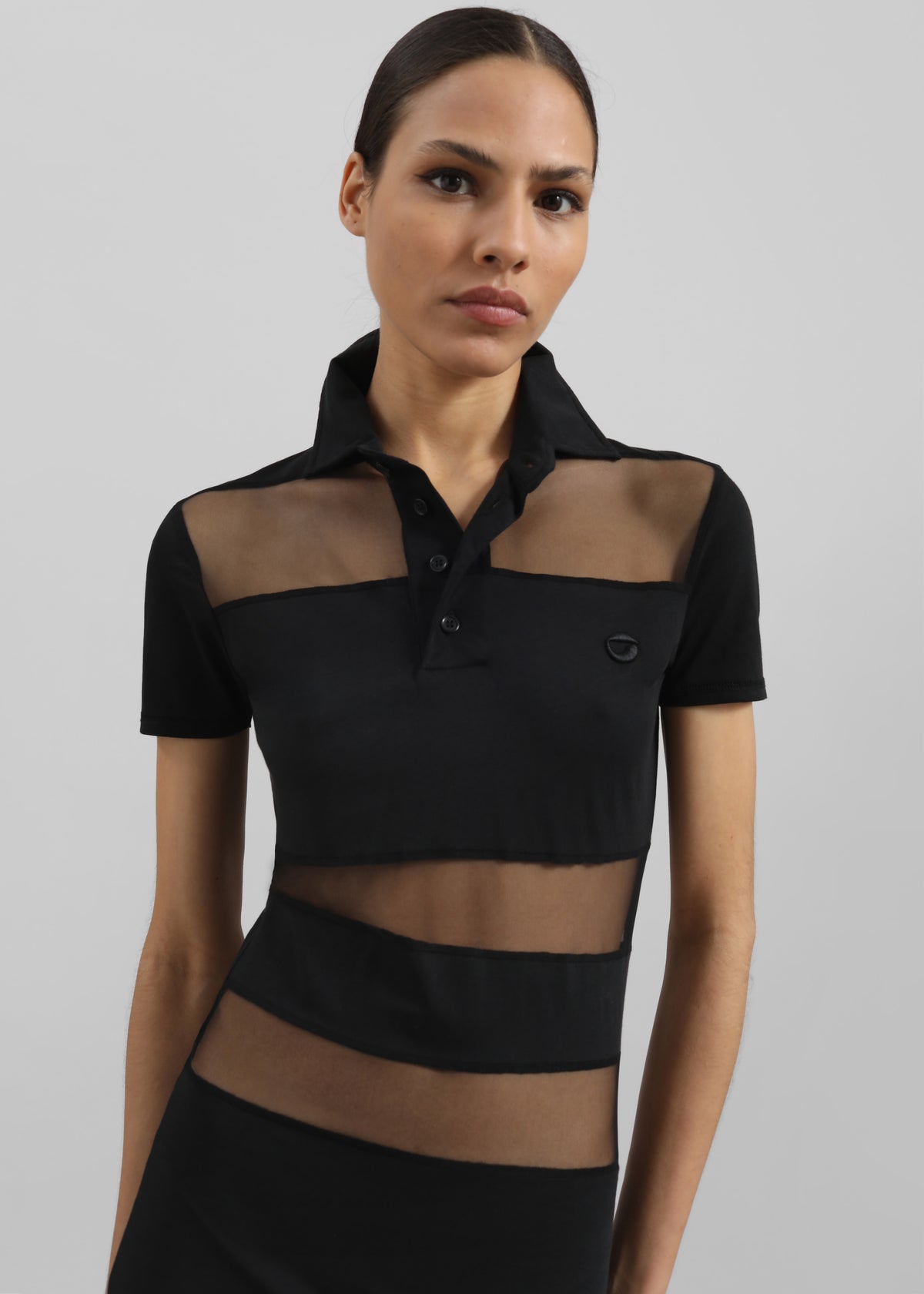 striped mesh polo dress Lace Mesh Polo Dress