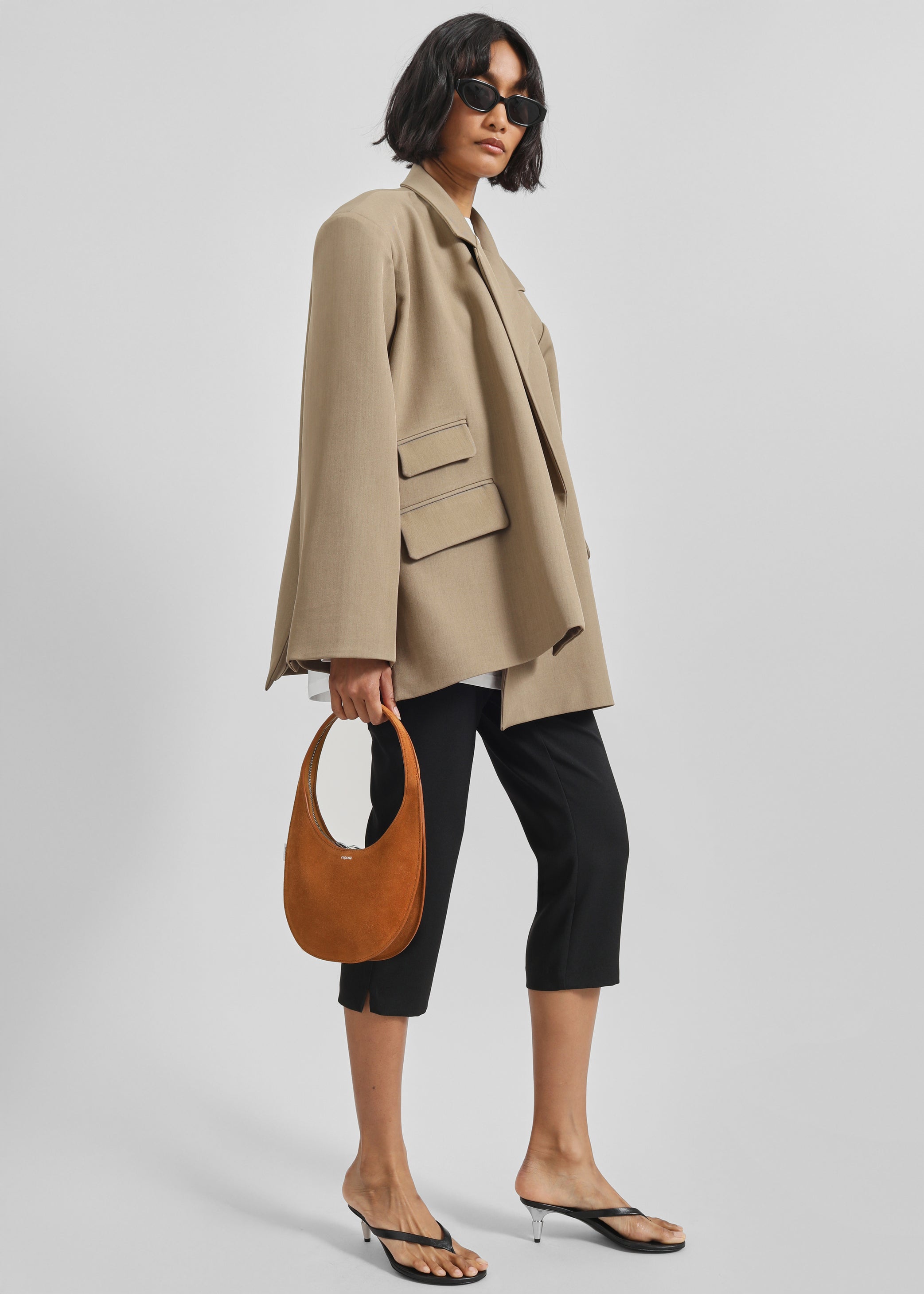 Shop the look image for Coperni Suede Double Gusset Swipe Bag - Brown