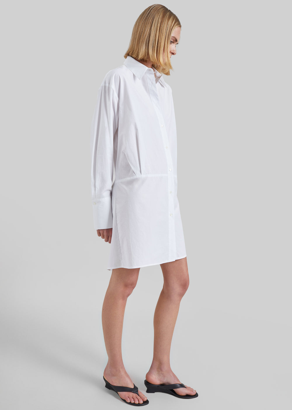 Corella Adjustable Back Shirt Dress - White - 1