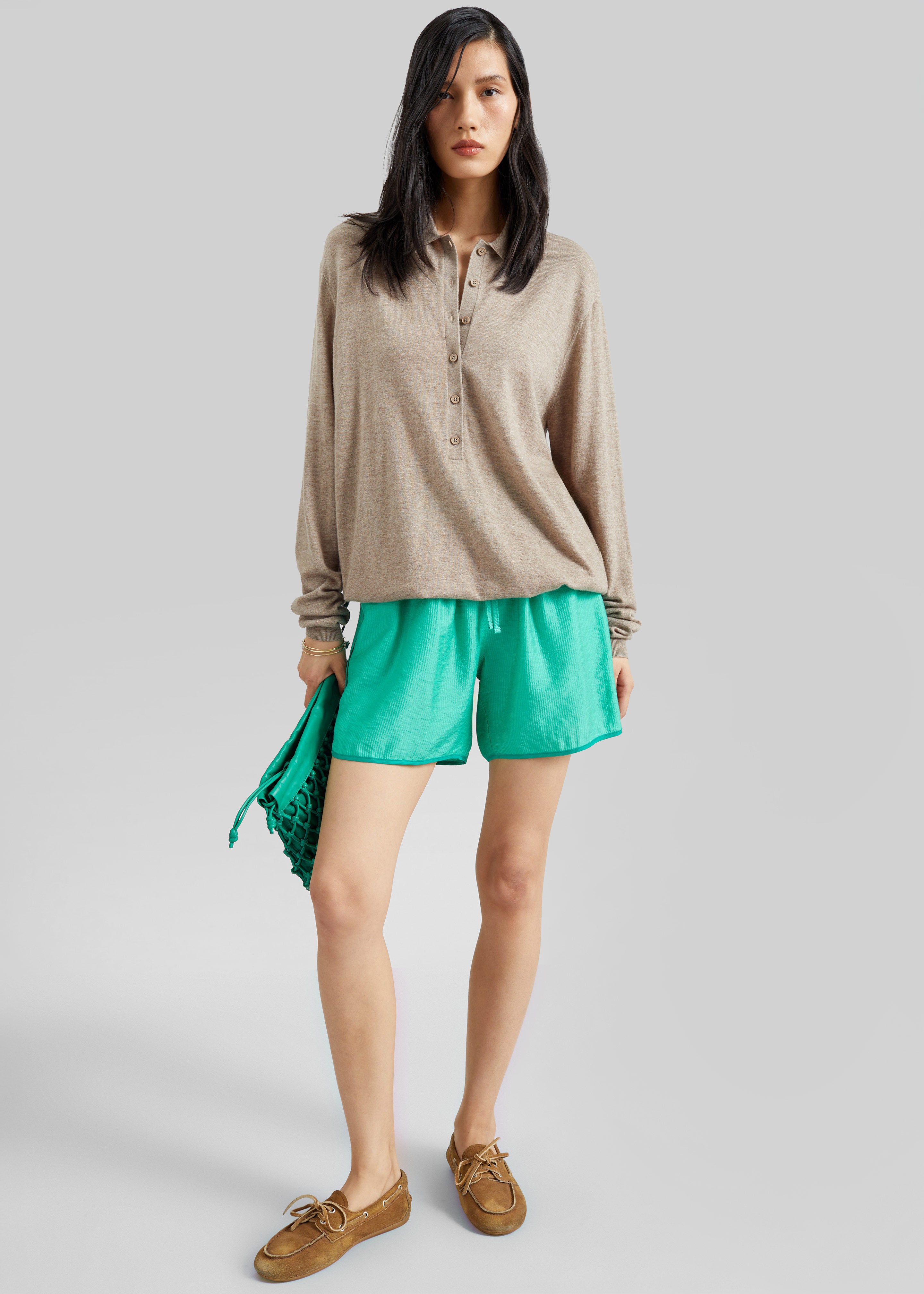 Coria Boxer Shorts - Green Stripe - 1