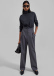 Corinne Belted Pants - Charcoal