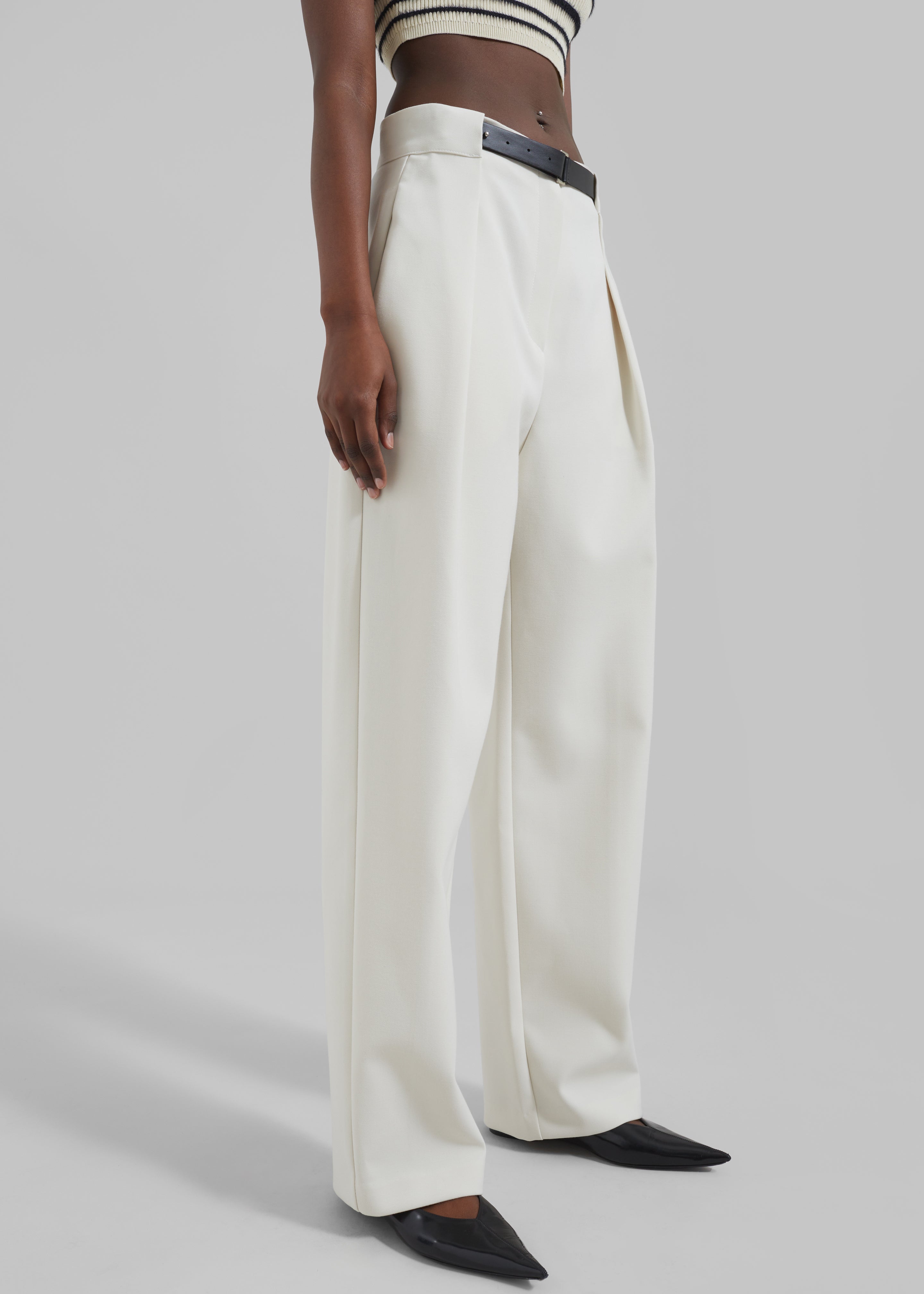 Corinne Belted Pants - Cream - 4