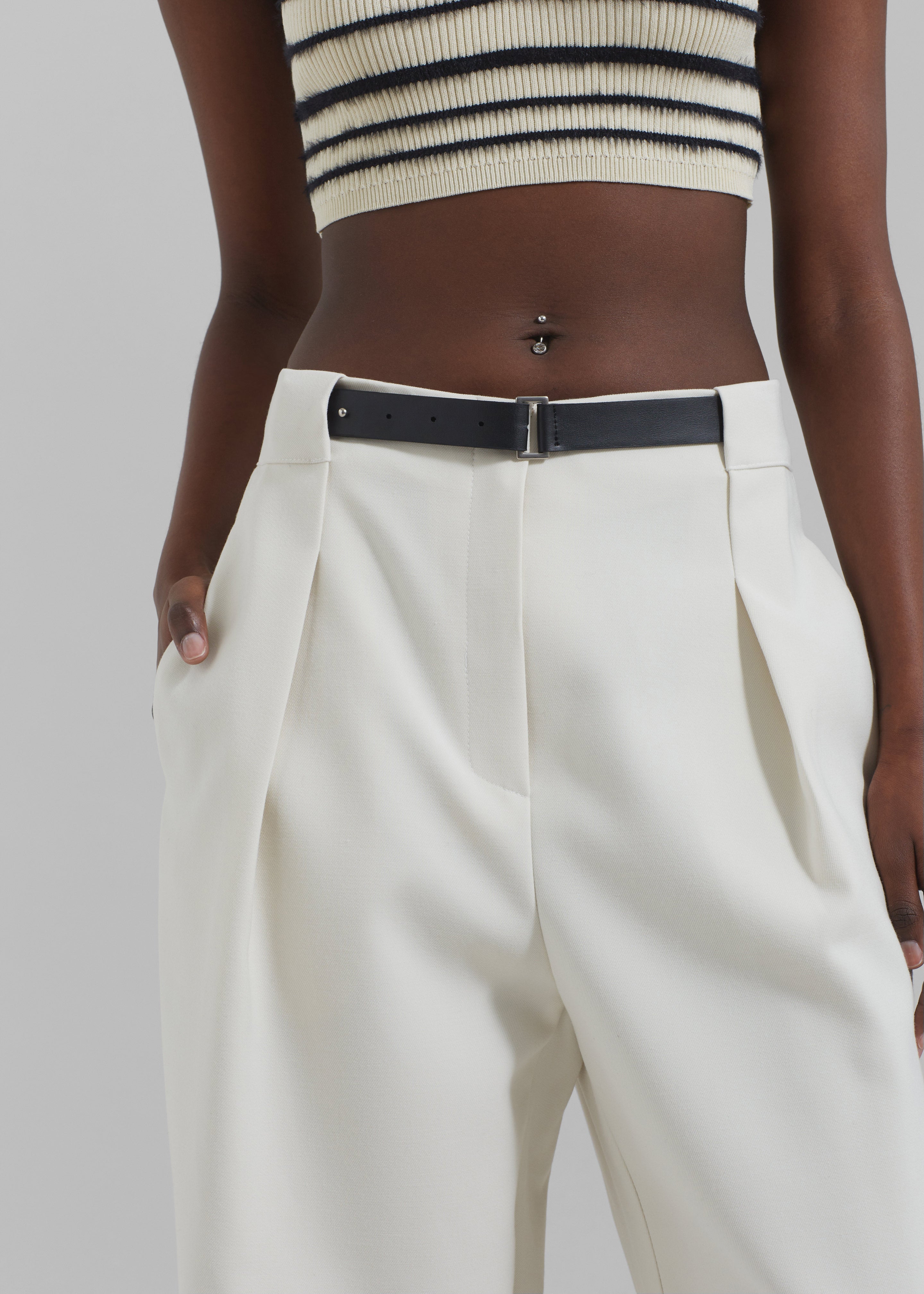 Corinne Belted Pants - Cream - 2