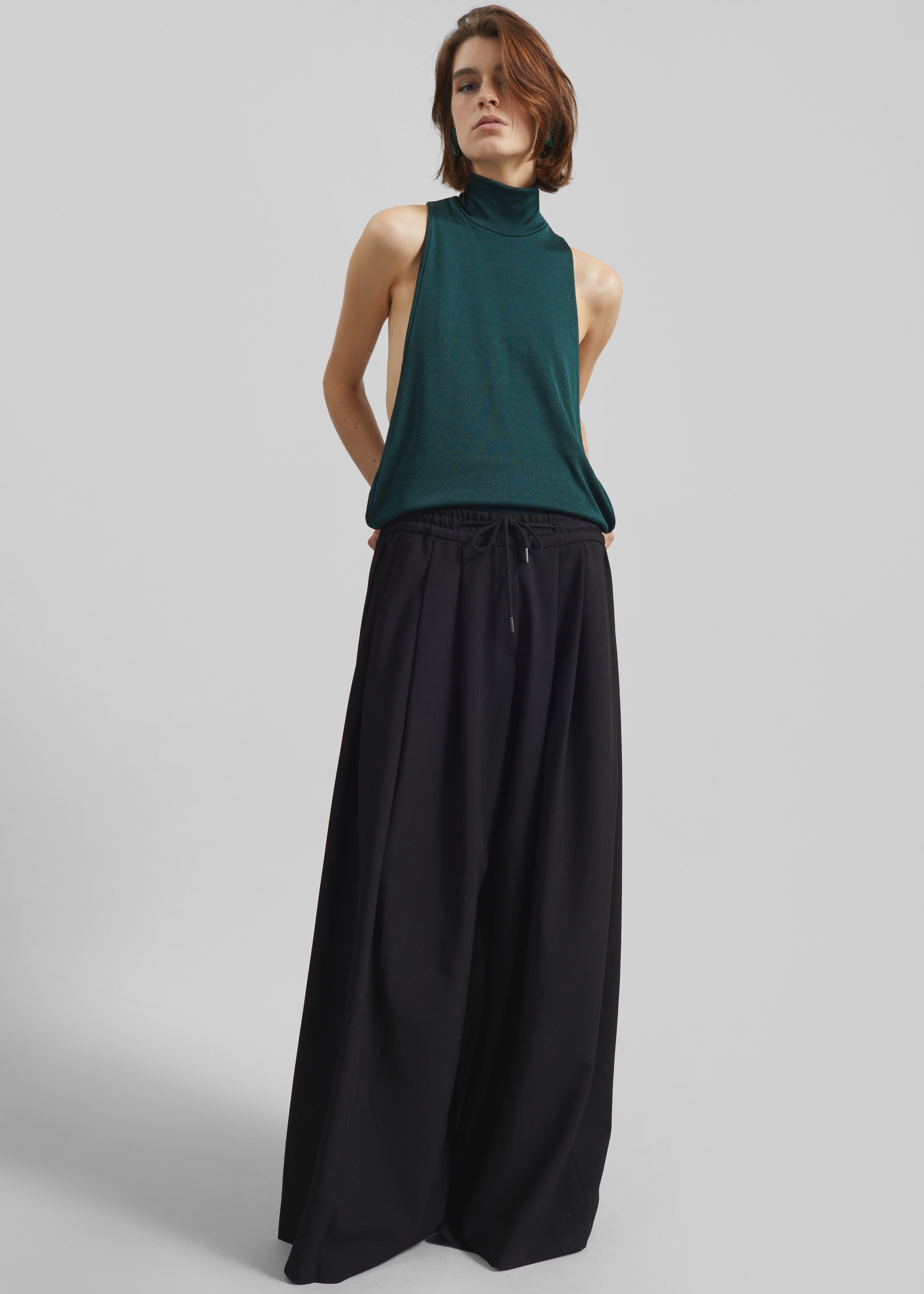 Corlen Pleated Wide Pants - Black – The Frankie Shop