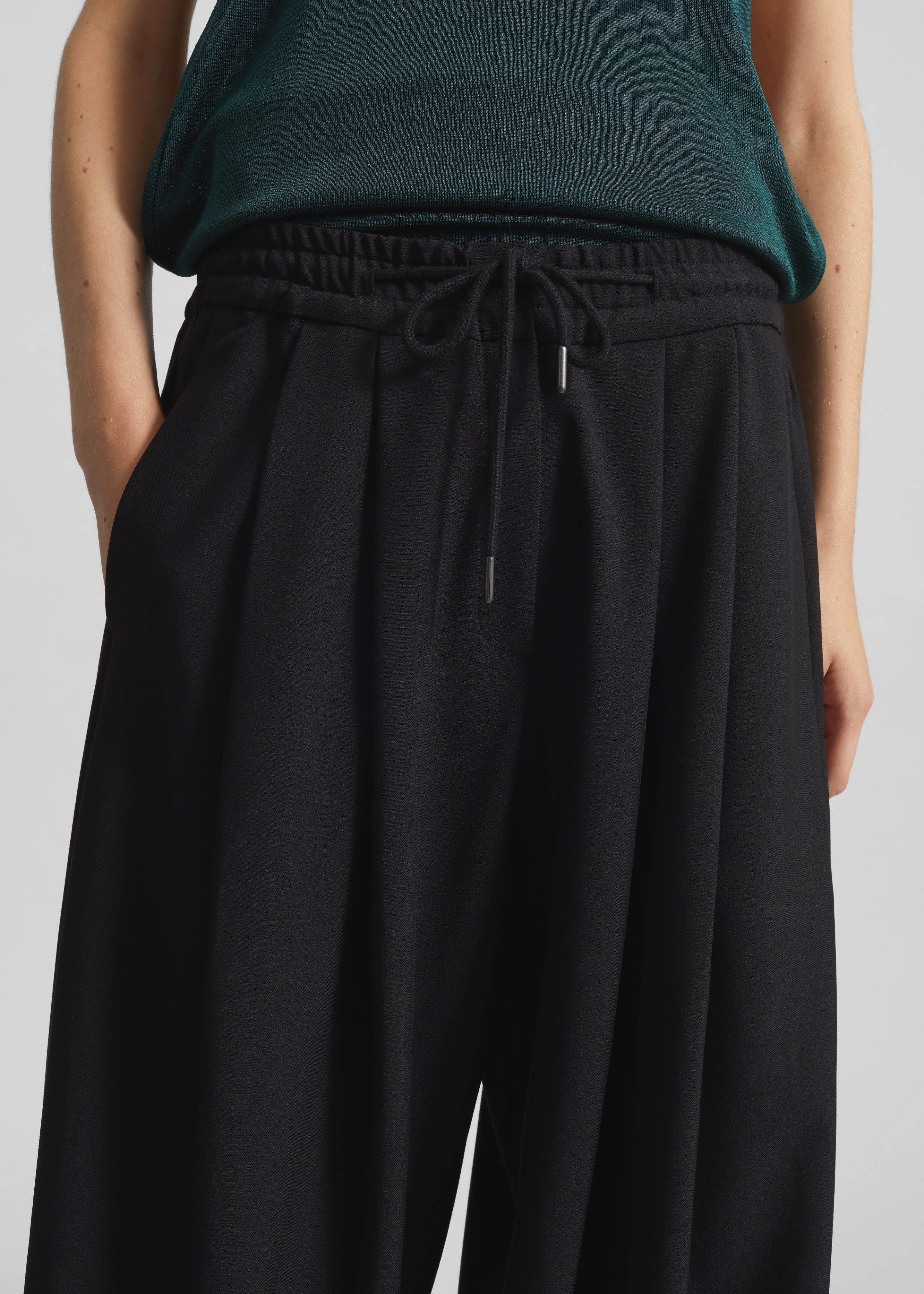 Corlen Pleated Wide Pants - Black - 2