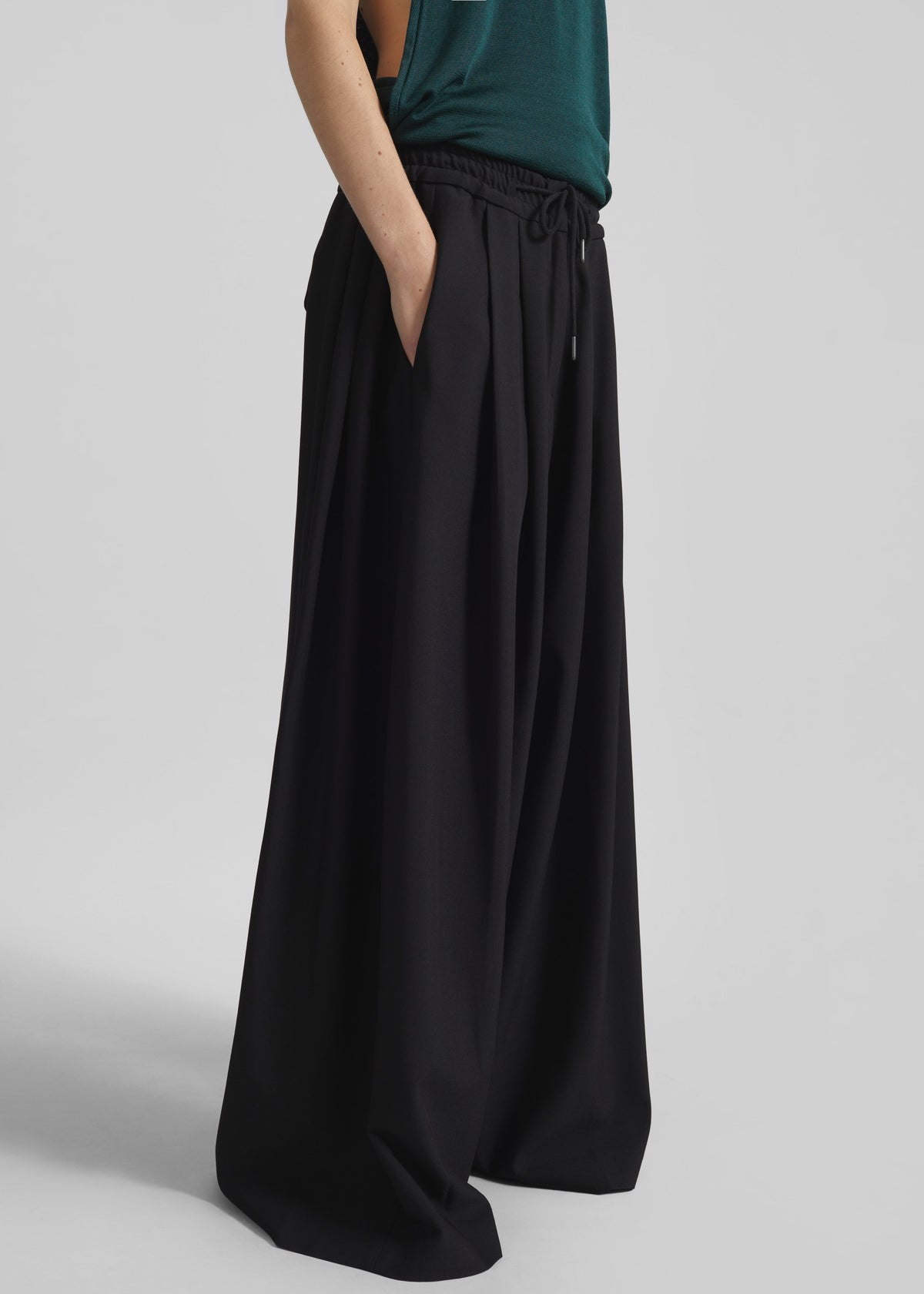 Corlen Pleated Wide Pants - Black - 5